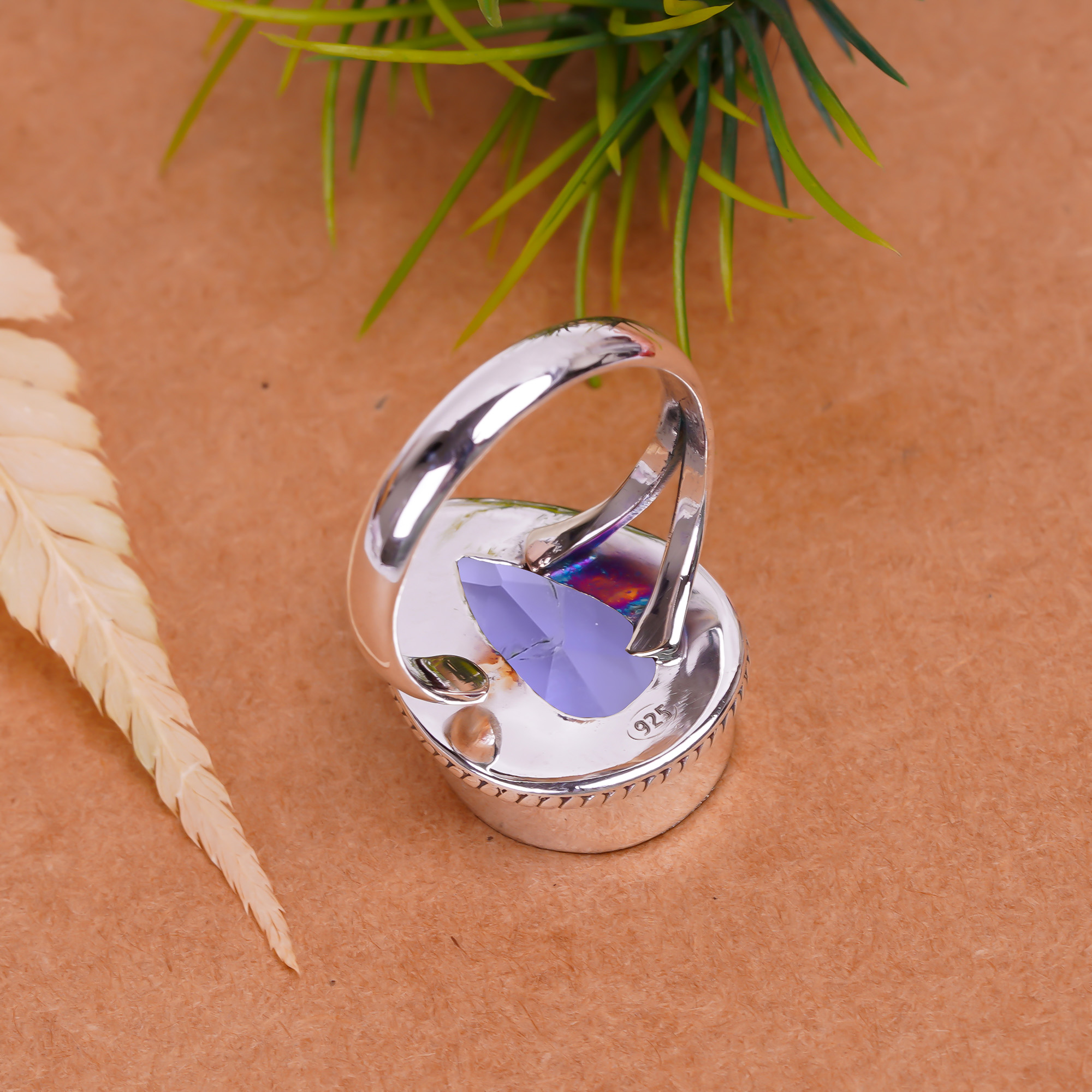 Iolite - Simulated Gemstone 925 Sterling Silver Ring