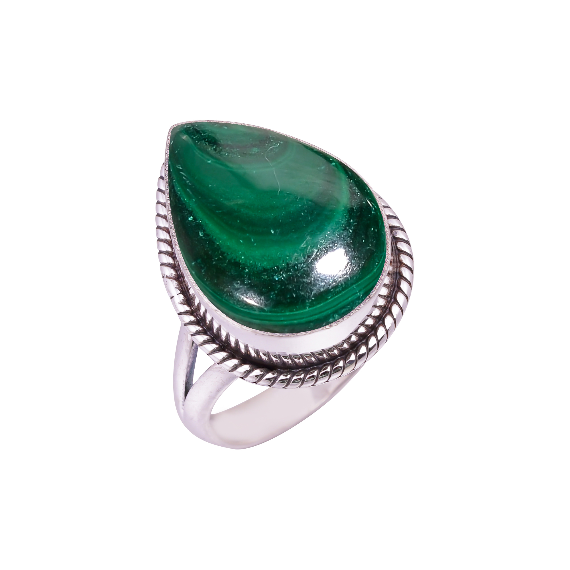 Malachite - Congo Gemstone 925 Sterling Silver Ring