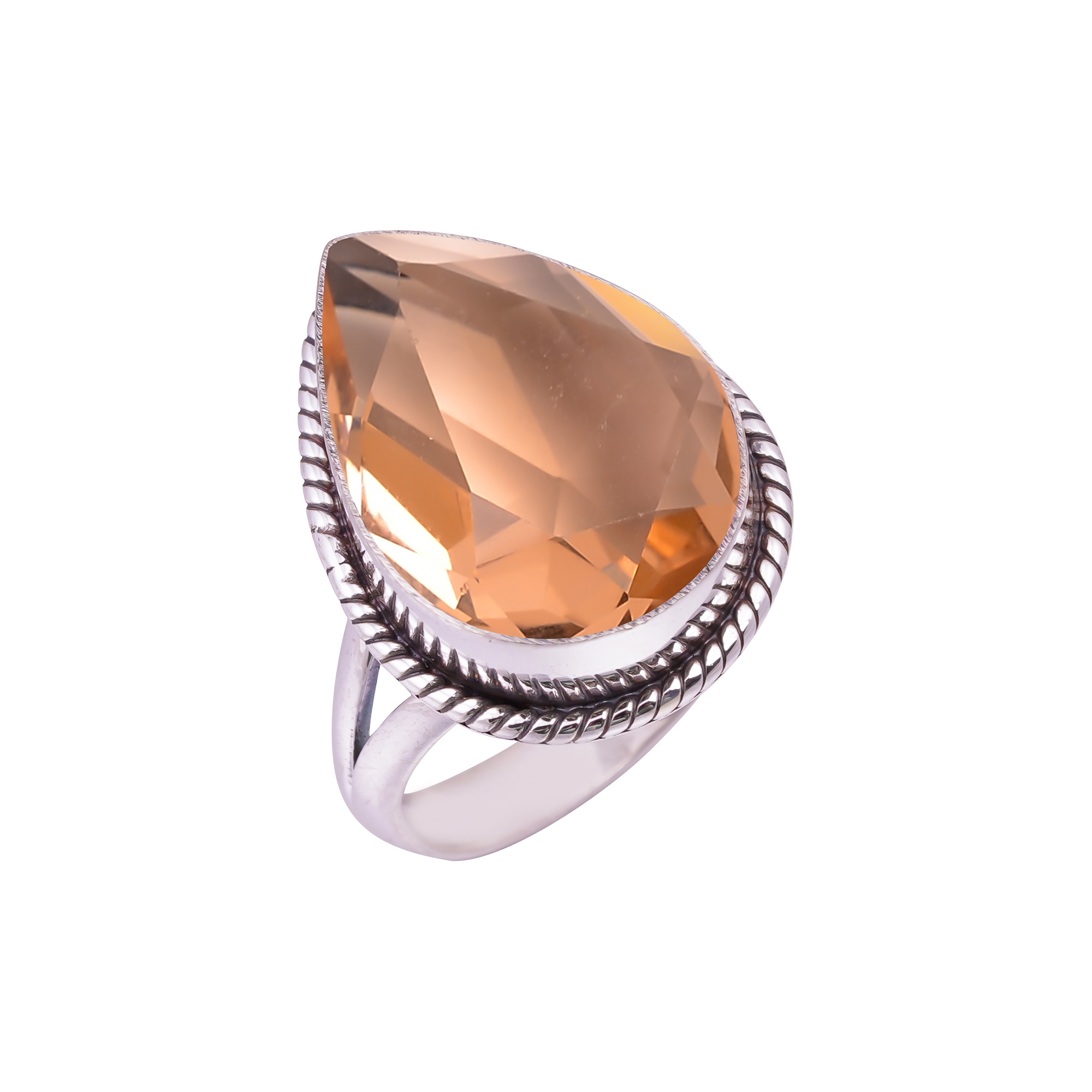 Morganite - Simulated Gemstone 925 Sterling Silver Ring