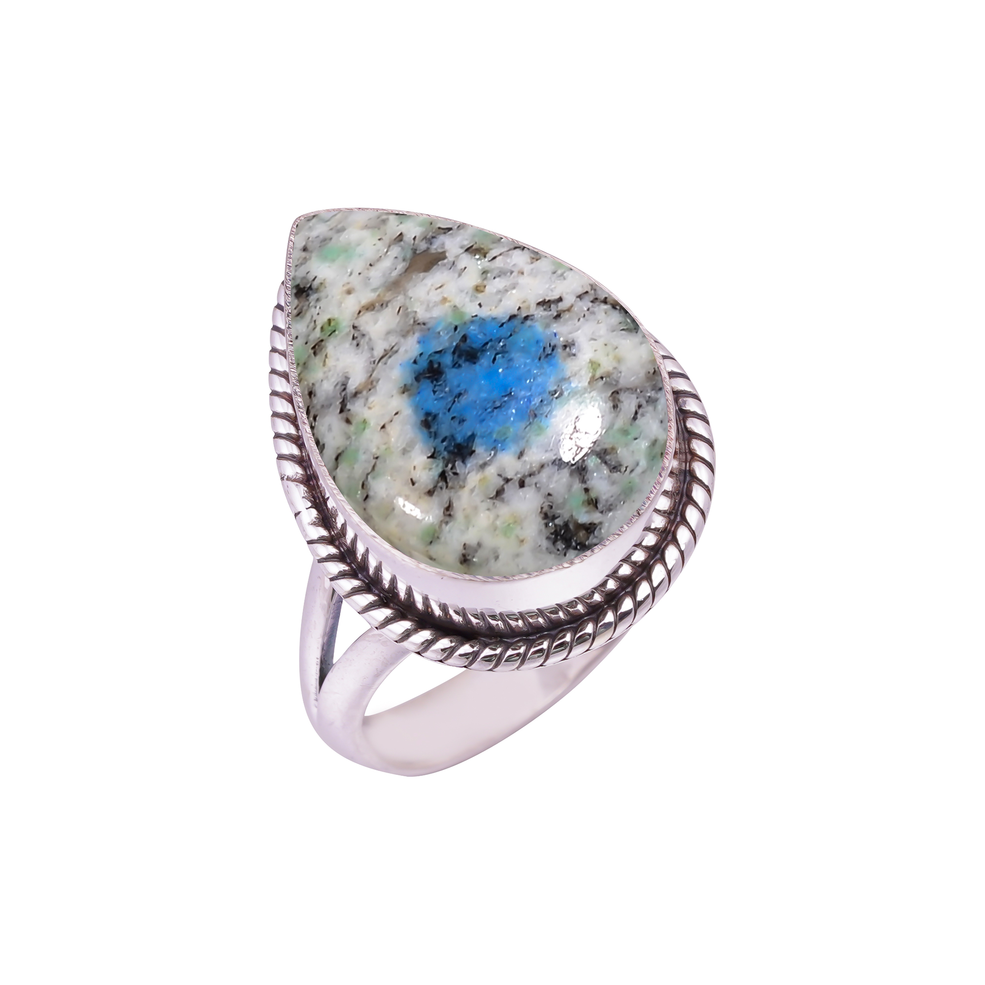K2 Blue Azurite - Pakistan Gemstone 925 Sterling Silver Ring