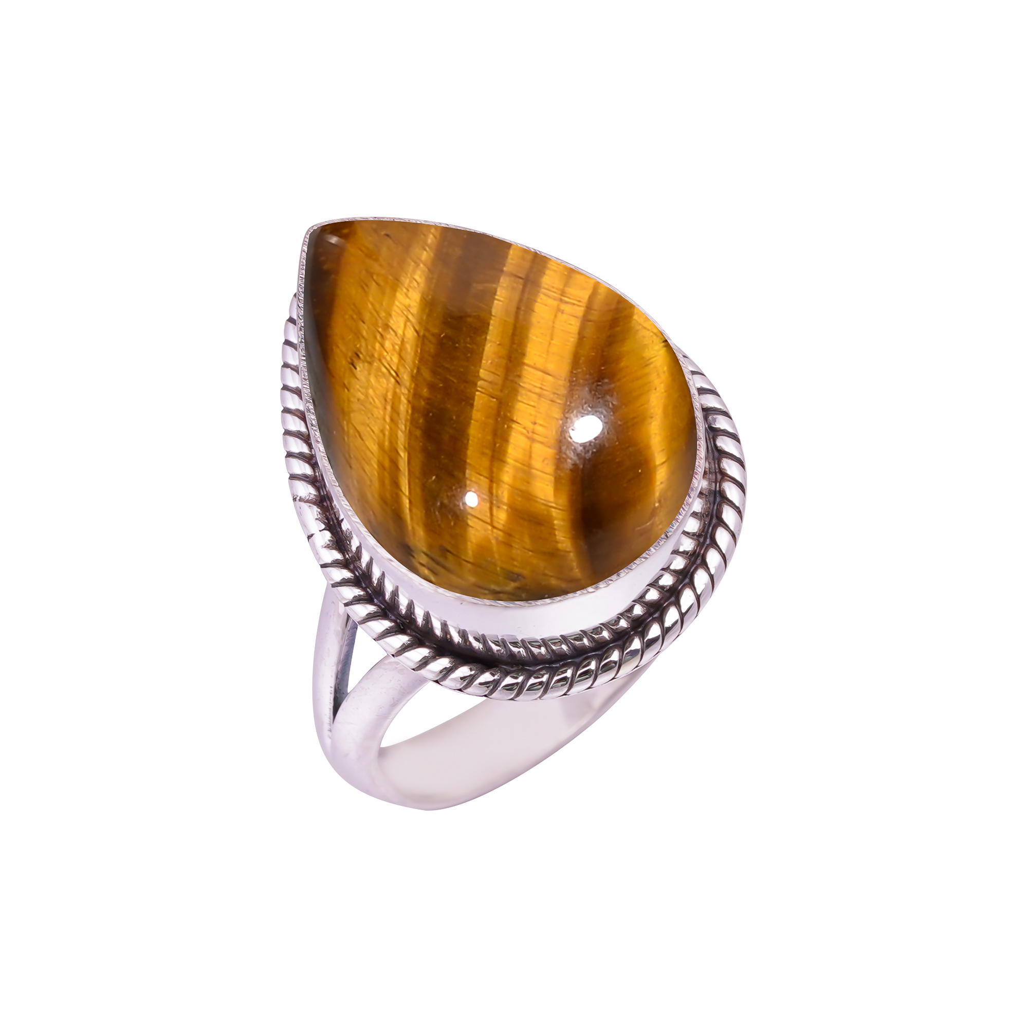 Iron Tiger Eye - South Africa Gemstone 925 Sterling Silver Ring
