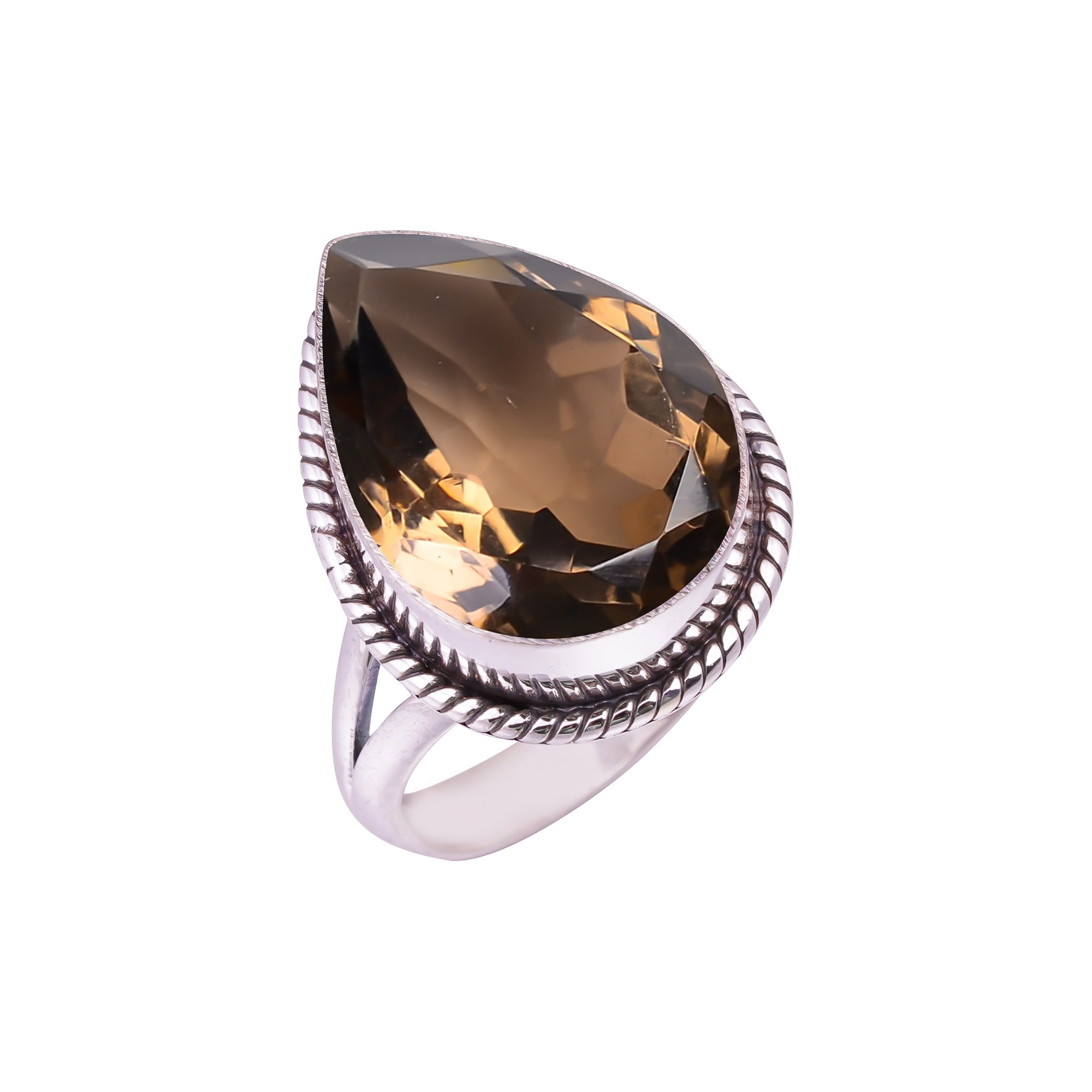 Smokey - Simulated Gemstone 925 Sterling Silver Ring