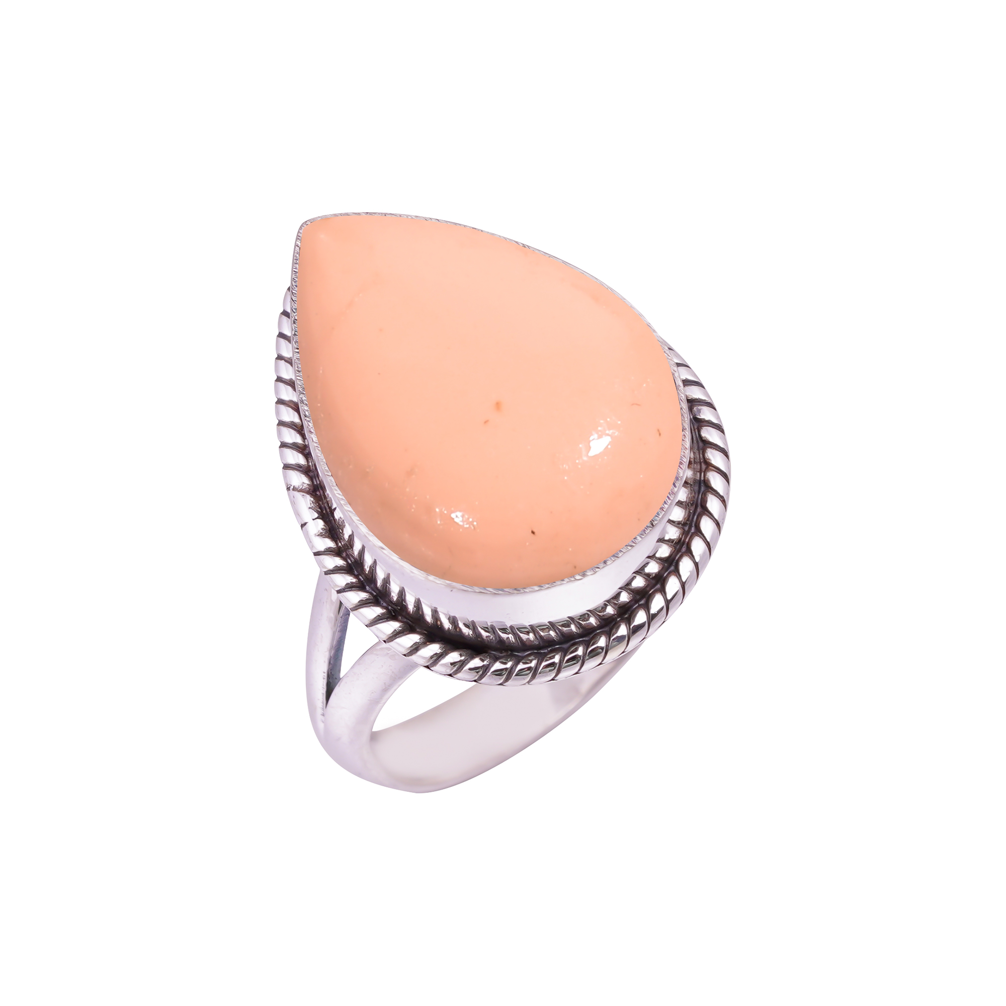 Pink Opal - Simulated   Gemstone 925 Sterling Silver Ring