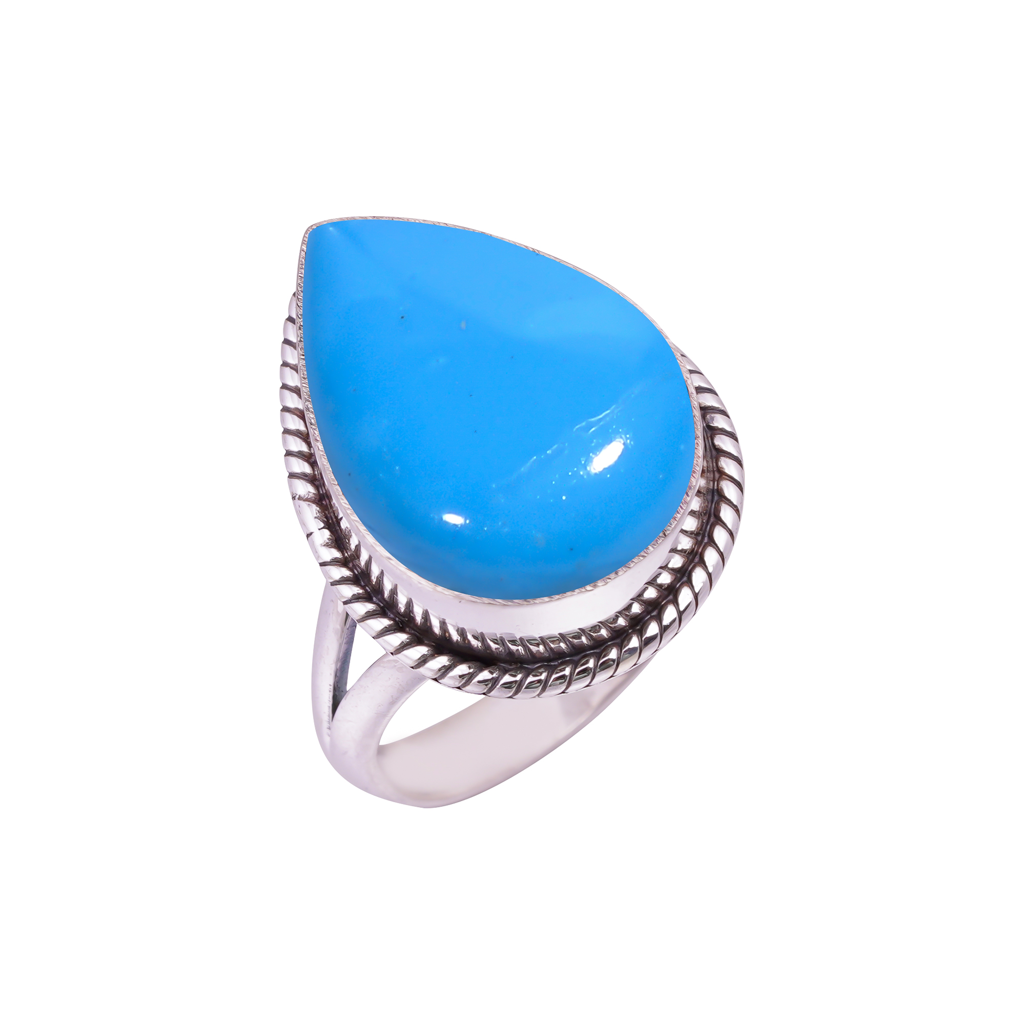 Sleeping Beauty Turquoise - Simulated Gemstone 925 Sterling Silver Ring