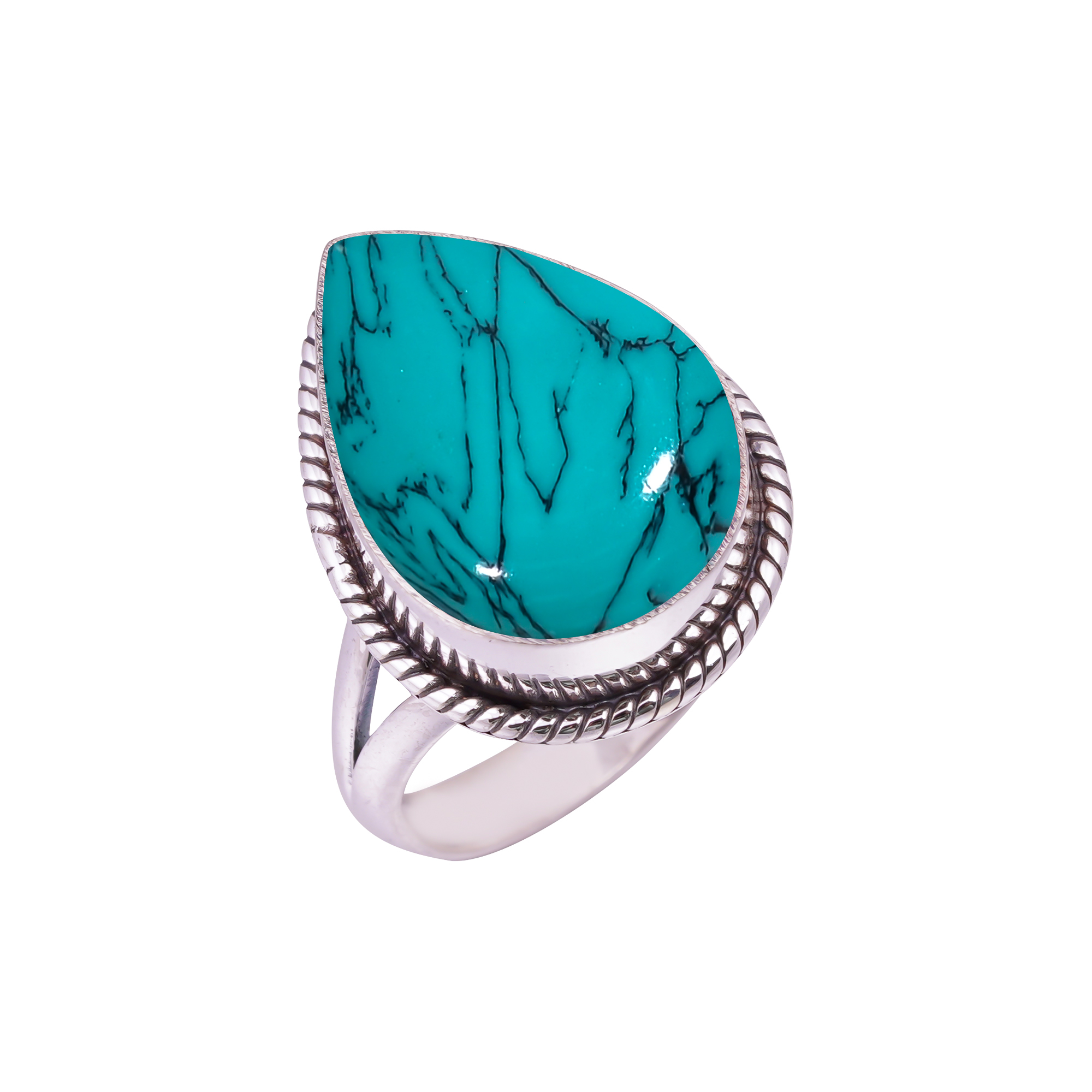 Santa Rosa Turquoise - Simulated Gemstone 925 Sterling Silver Ring