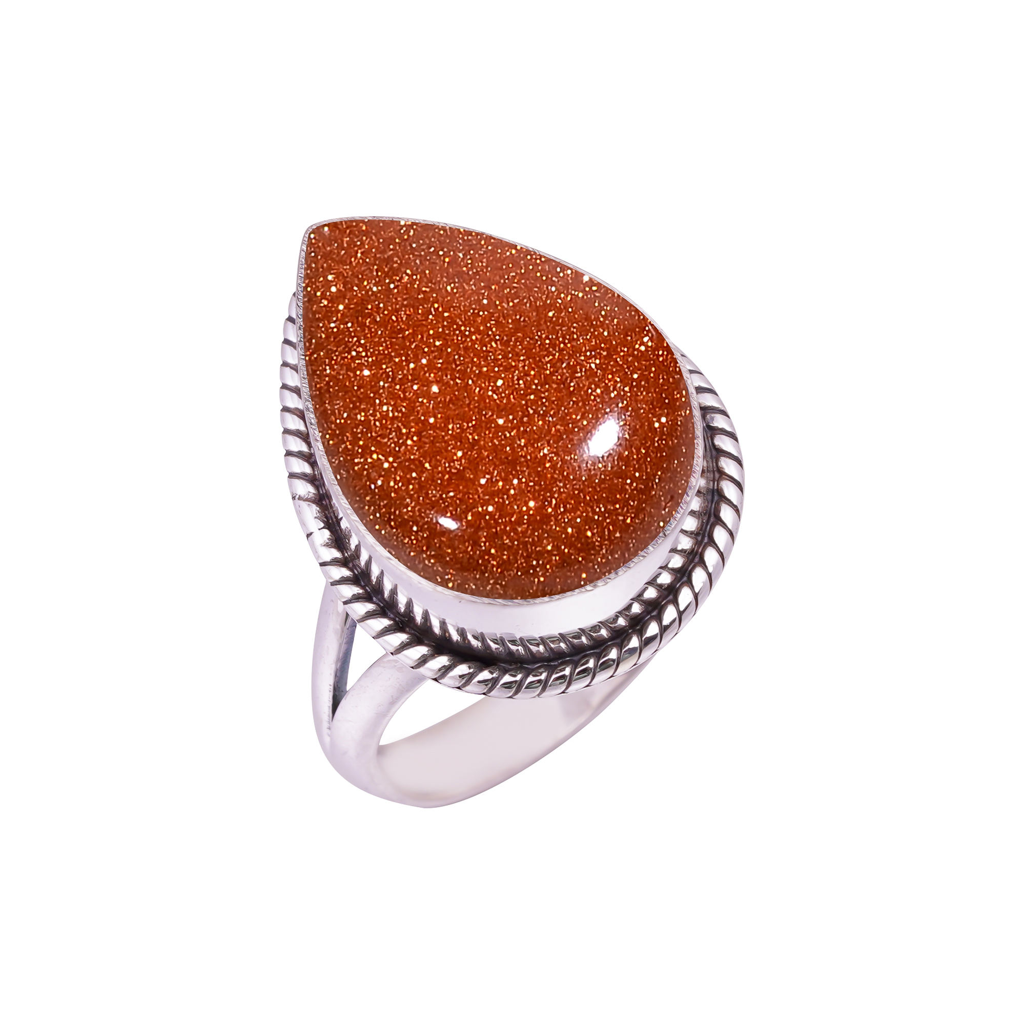 Golden Sunstone - Simulated Gemstone 925 Sterling Silver Ring