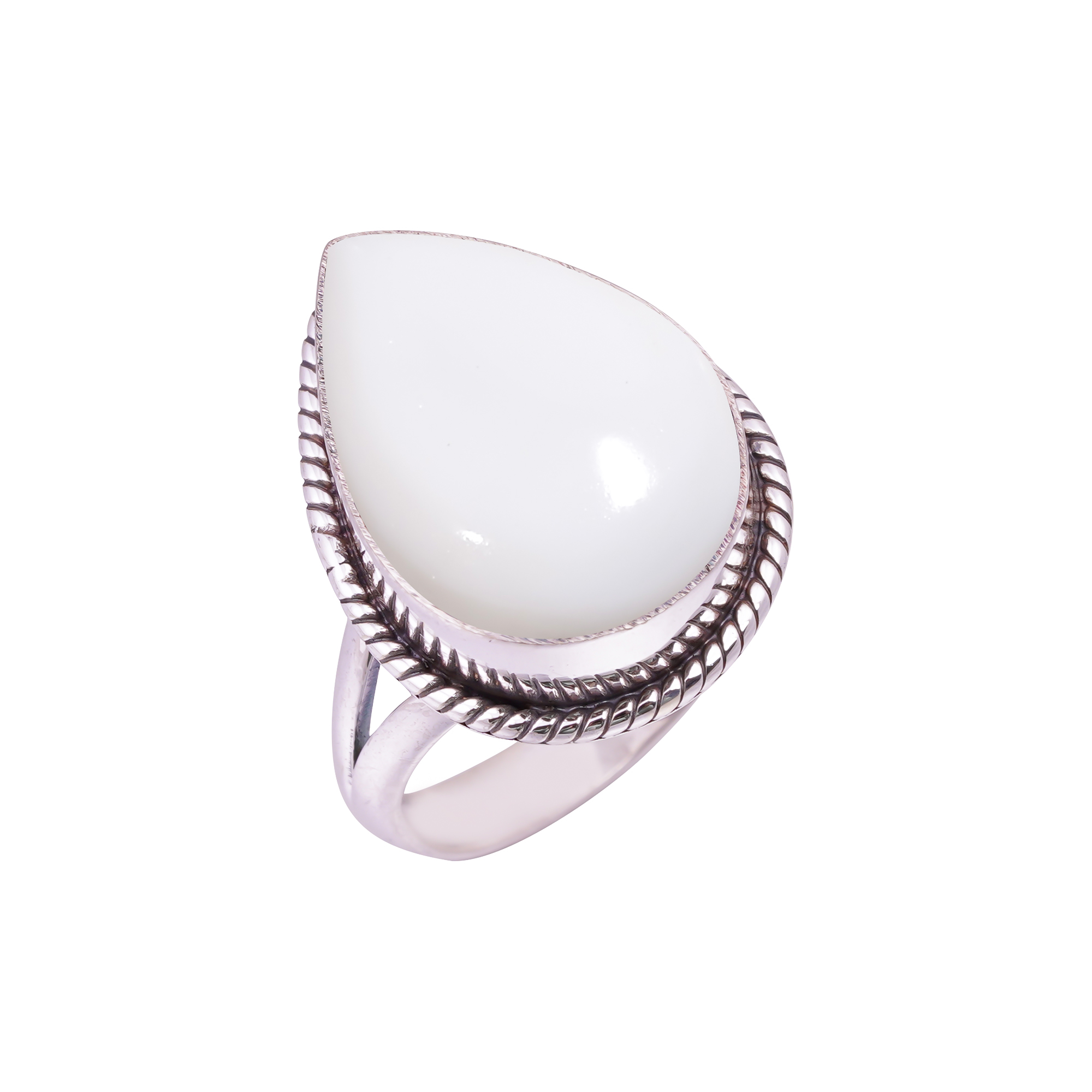 White Coral - Simulated Gemstone 925 Sterling Silver Ring