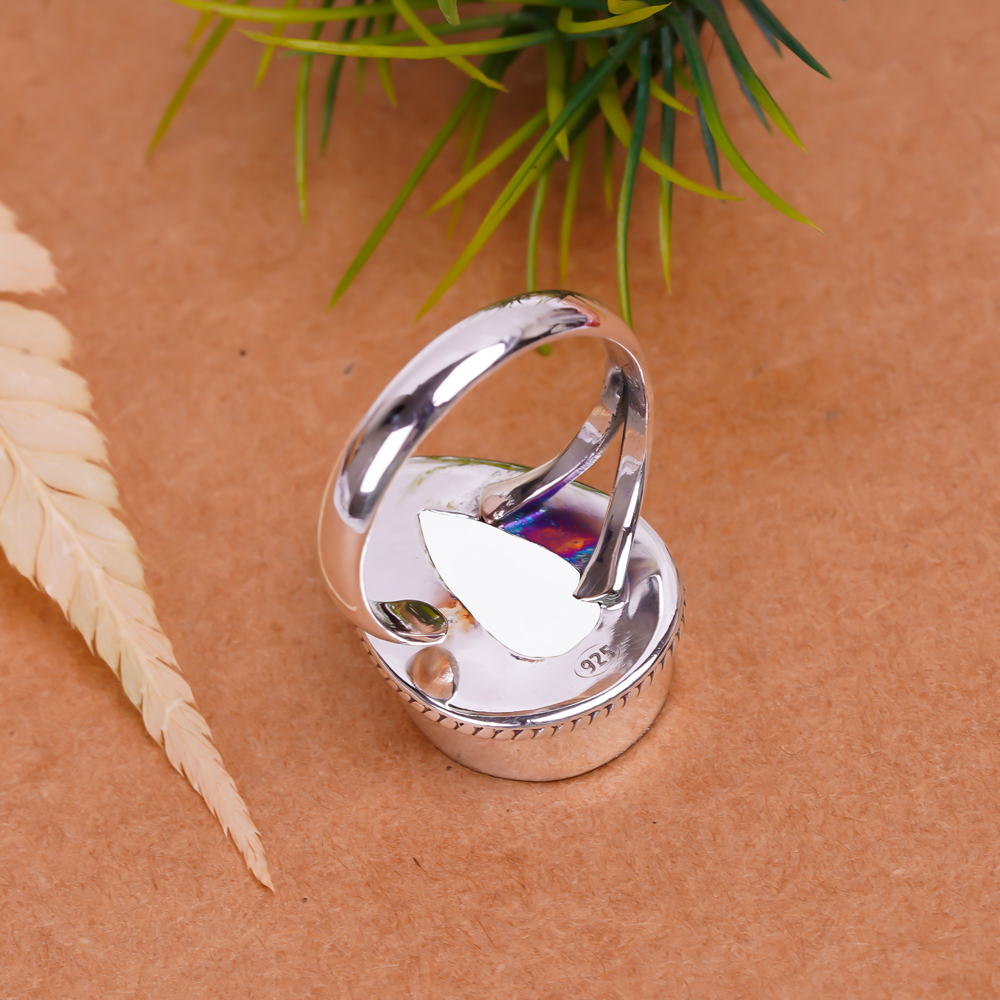 White Coral - Simulated Gemstone 925 Sterling Silver Ring