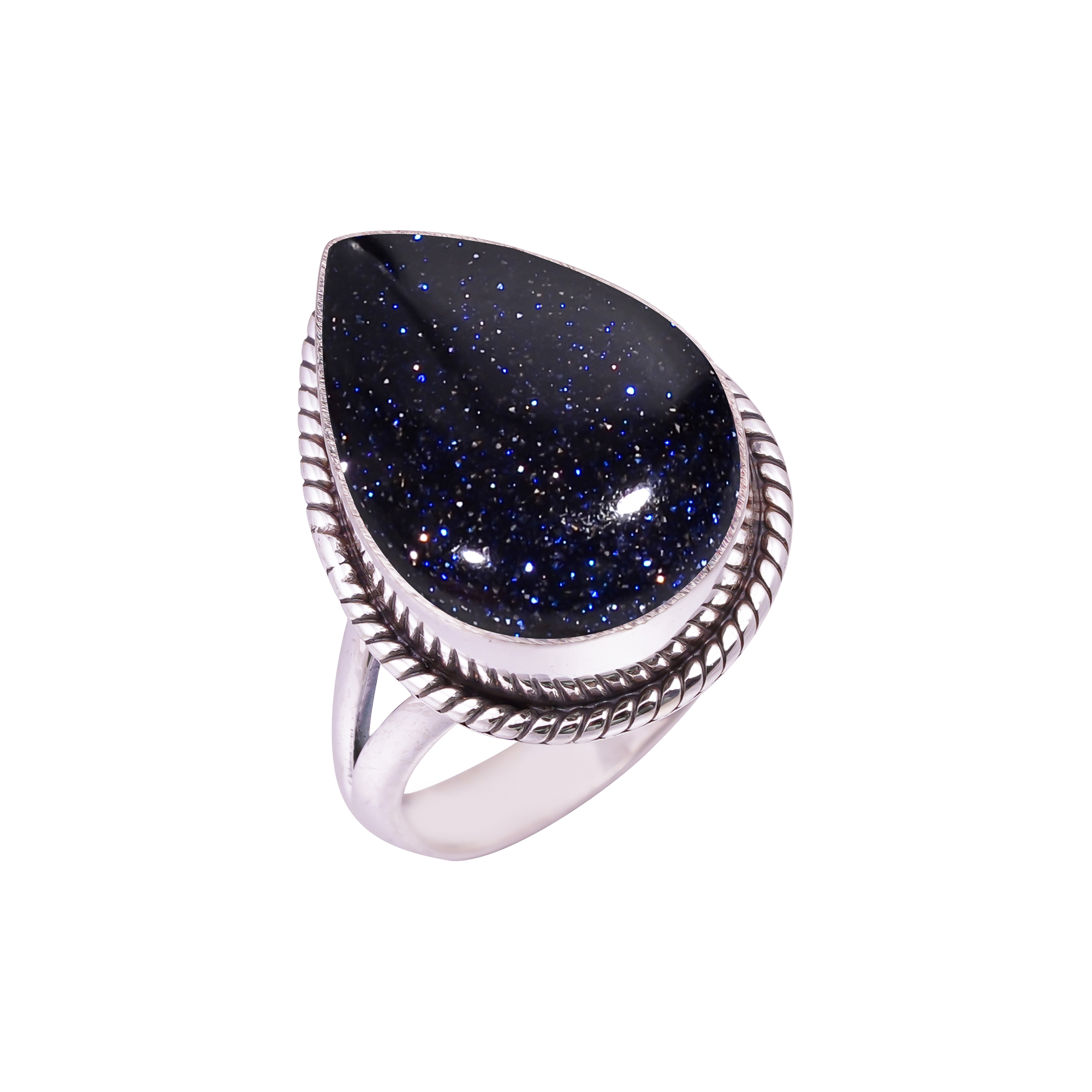 Blue Sunstone - Simulated Gemstone 925 Sterling Silver Ring
