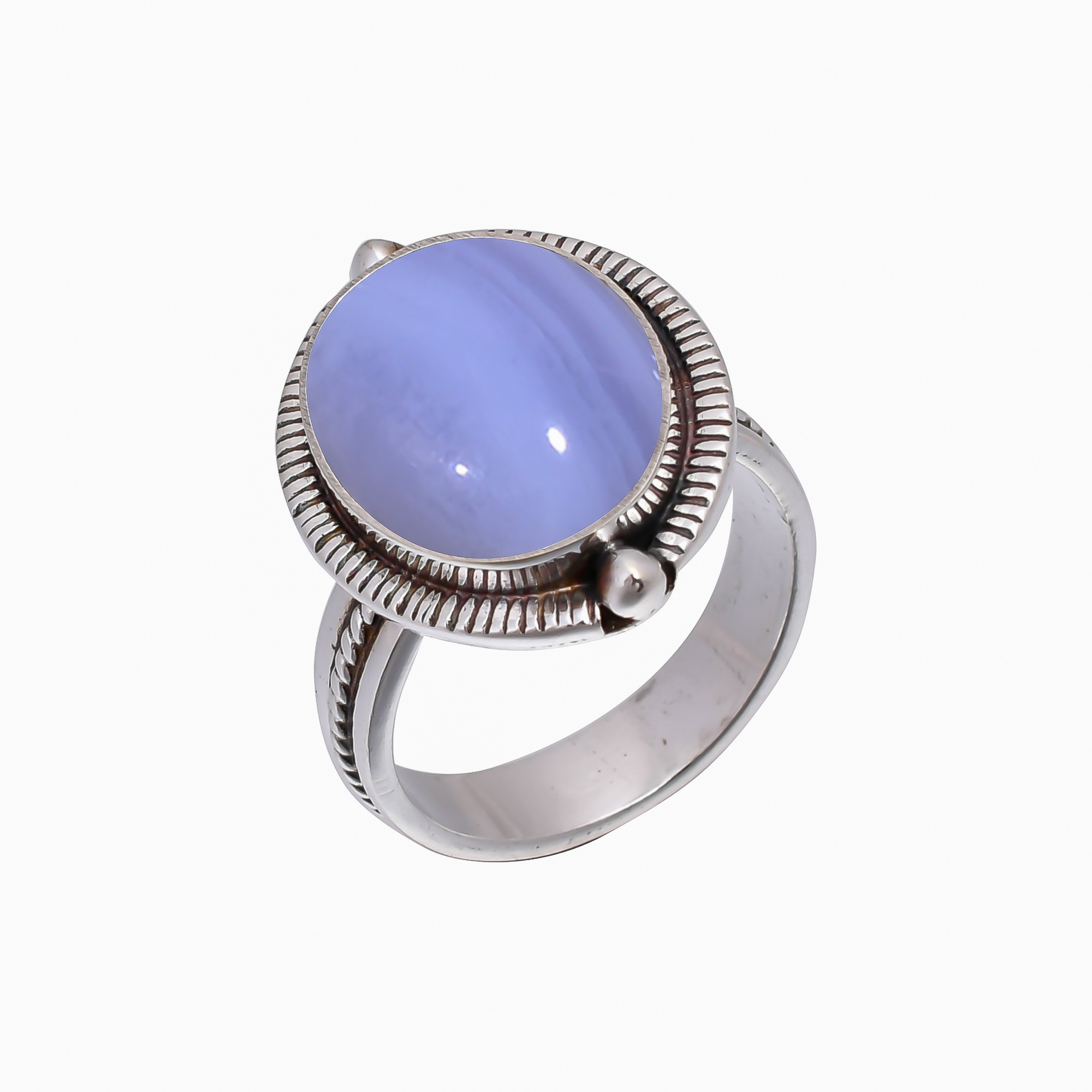 Blue Lace Agate - Namibia 925 Sterling Silver Ring
