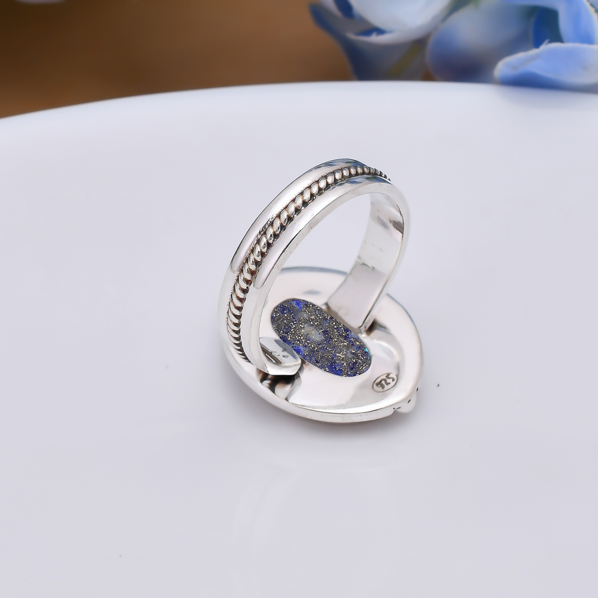 Natural Lapis Lazuli - Afghanistan 925 Sterling Silver Ring