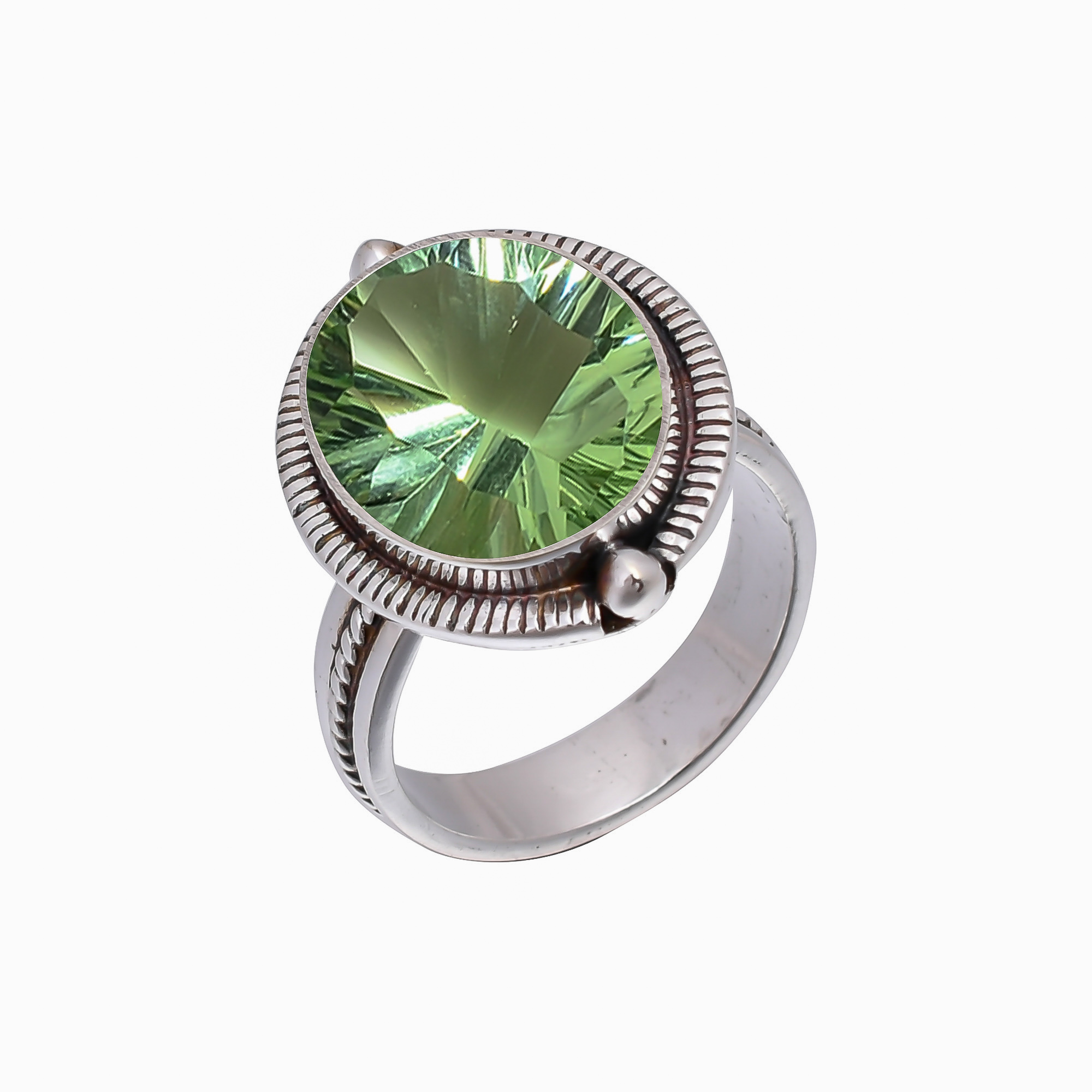 Green Amethyst - Simulated 925 Sterling Silver Ring