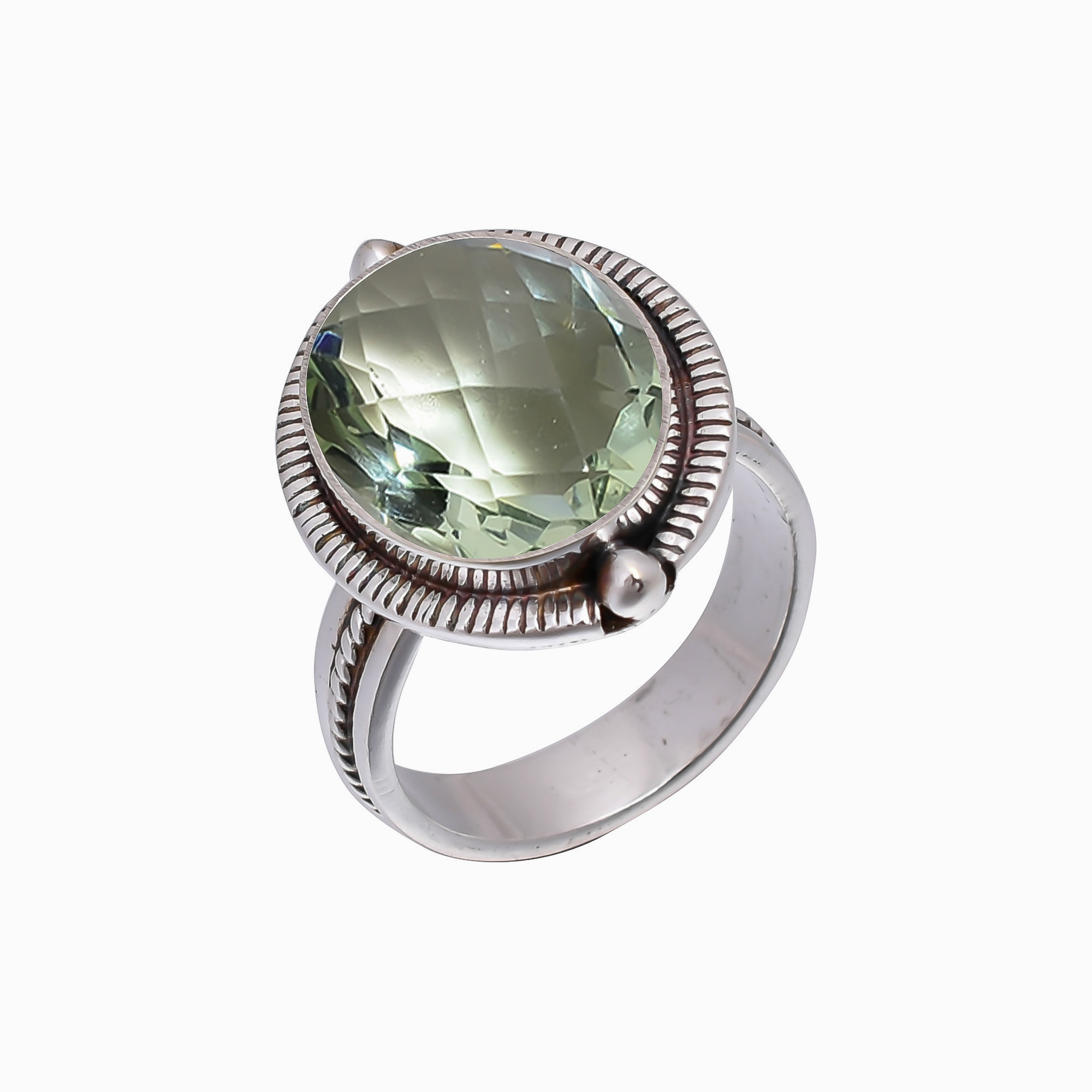 Green Amethyst - Simulated 925 Sterling Silver Ring