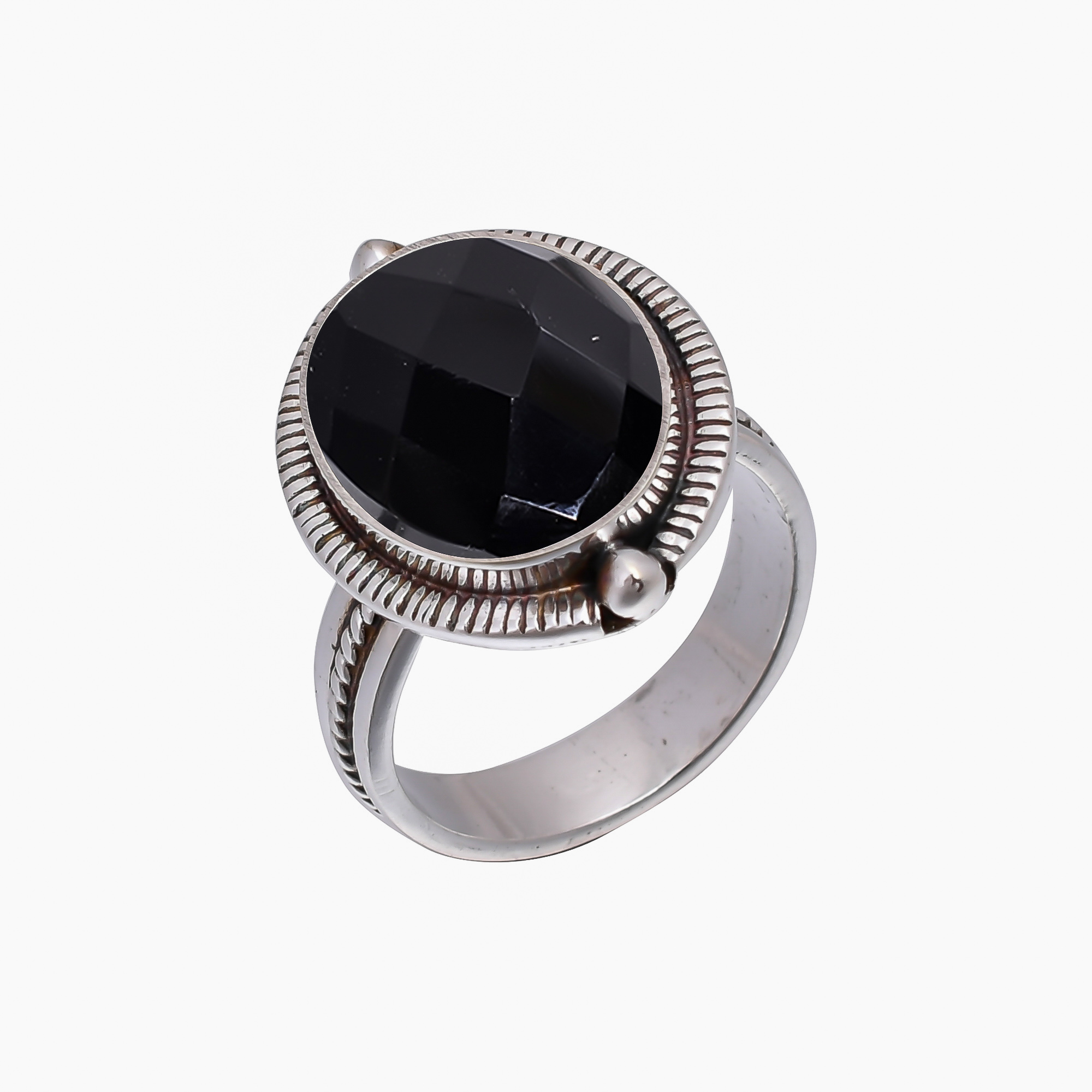 Black Onyx - Simulated 925 Sterling Silver Ring
