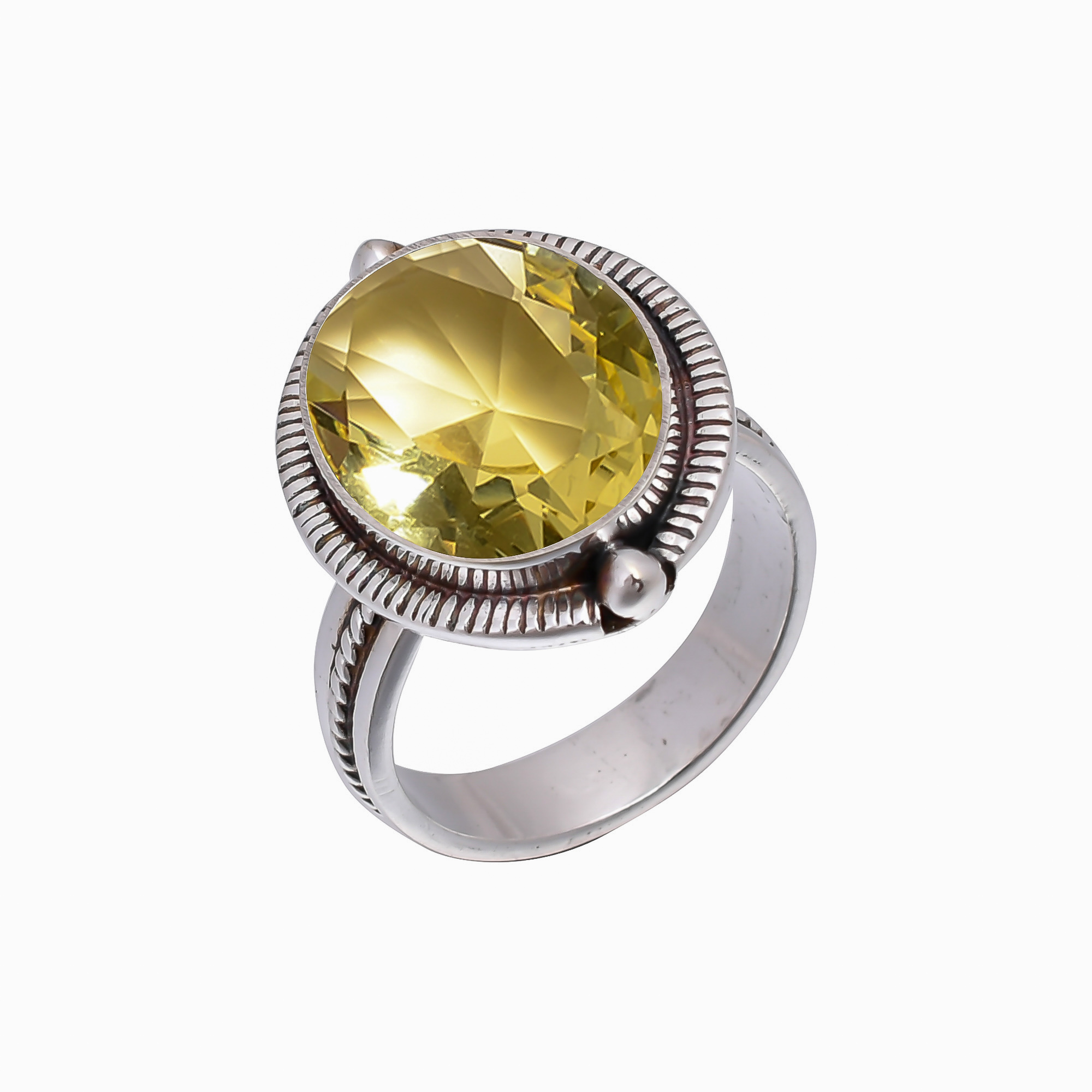 Lemon Quartz - Simulated 925 Sterling Silver Ring