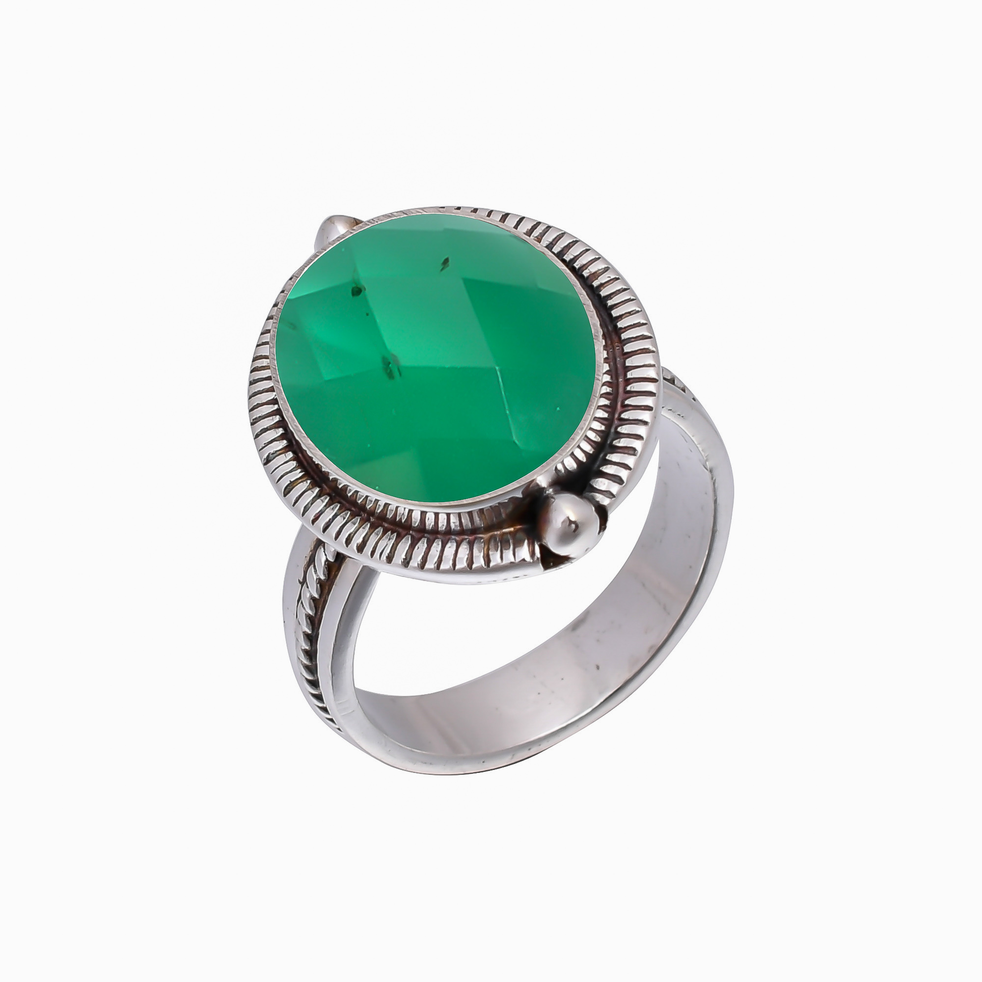 Emerald Simulated 925 Sterling Silver Ring