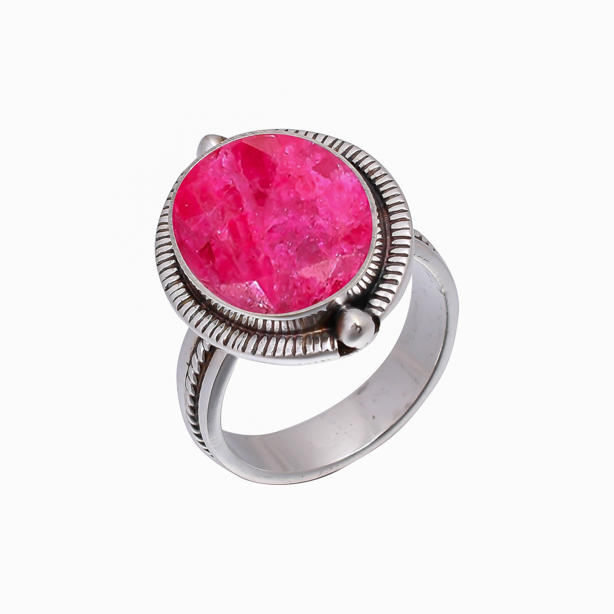 Ruby - Dyed Quartz 925 Sterling Silver Ring