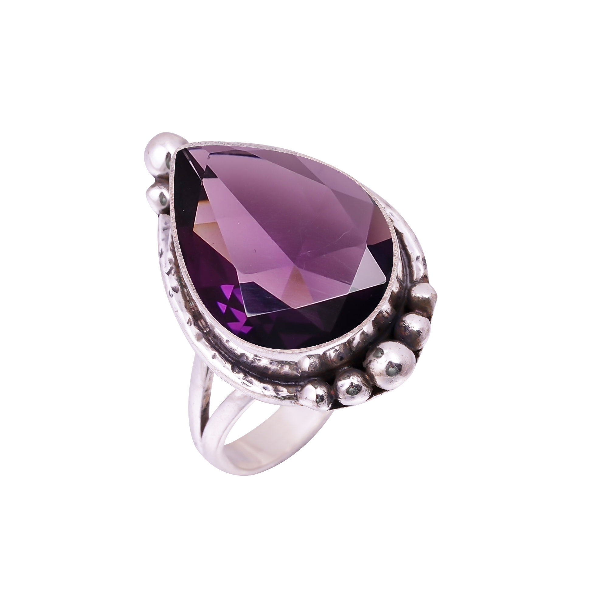 Purple Amethyst - Simulated Gemstone 925 Sterling Silver Ring