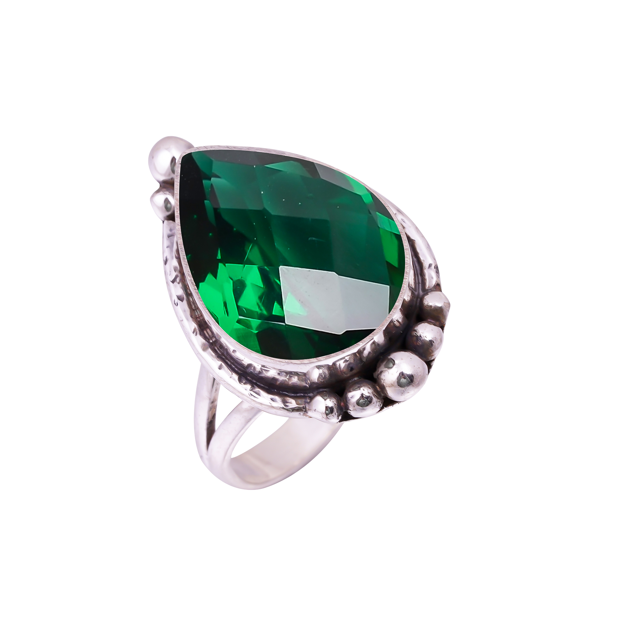 Chrome Diopside - Simulated Gemstone 925 Sterling Silver Ring