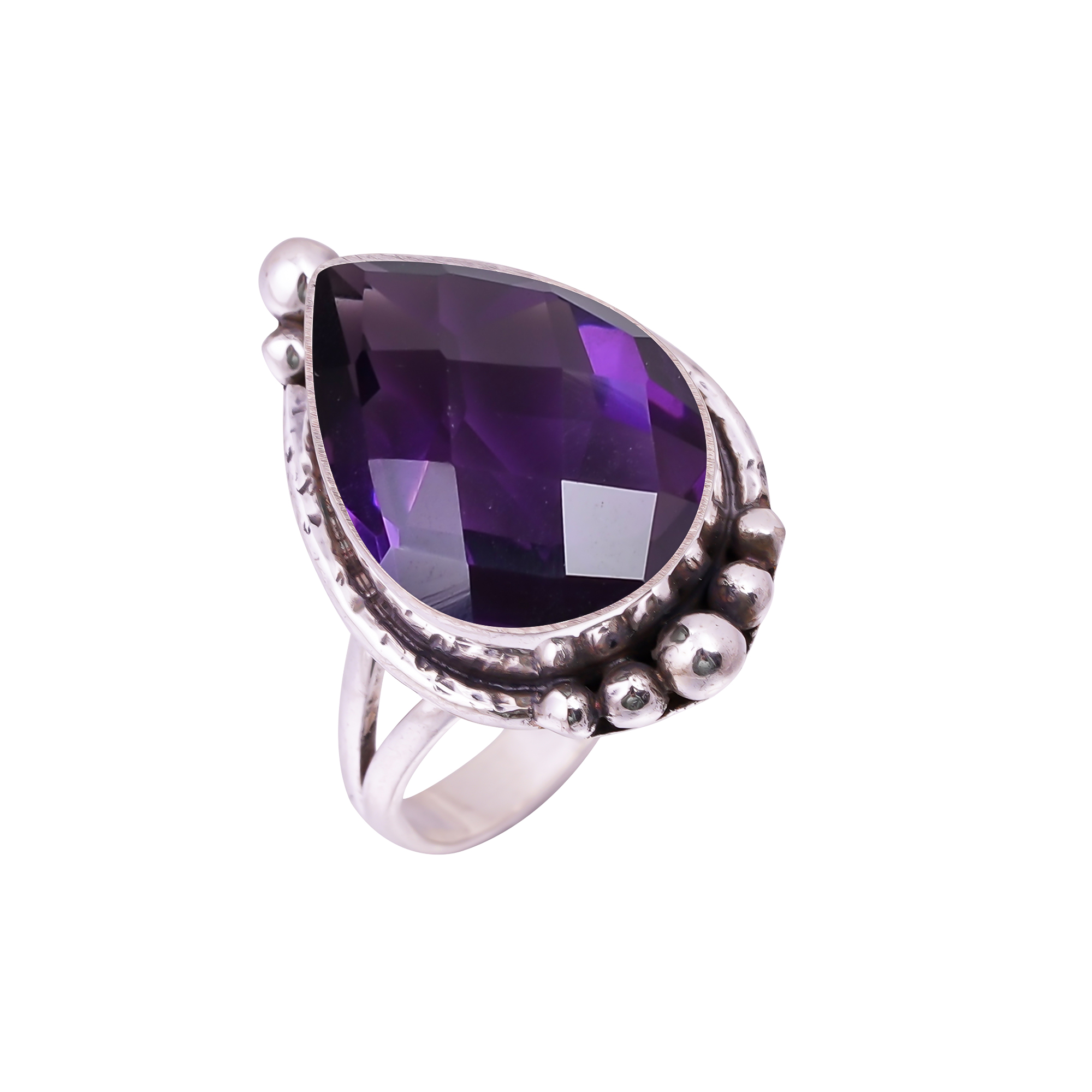 Purple Amethyst - Simulated Gemstone 925 Sterling Silver Ring