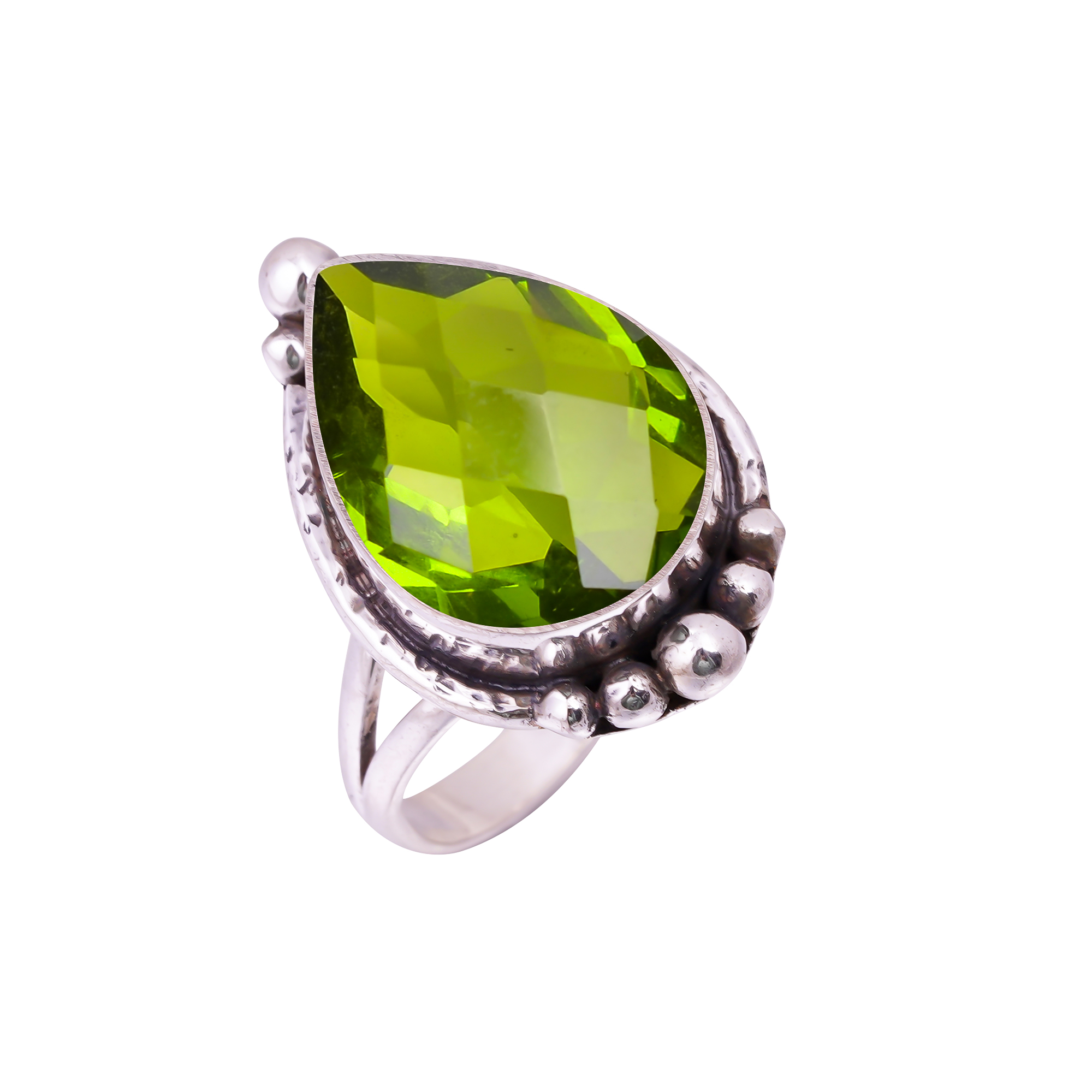 Peridot - Simulated Gemstone 925 Sterling Silver Ring