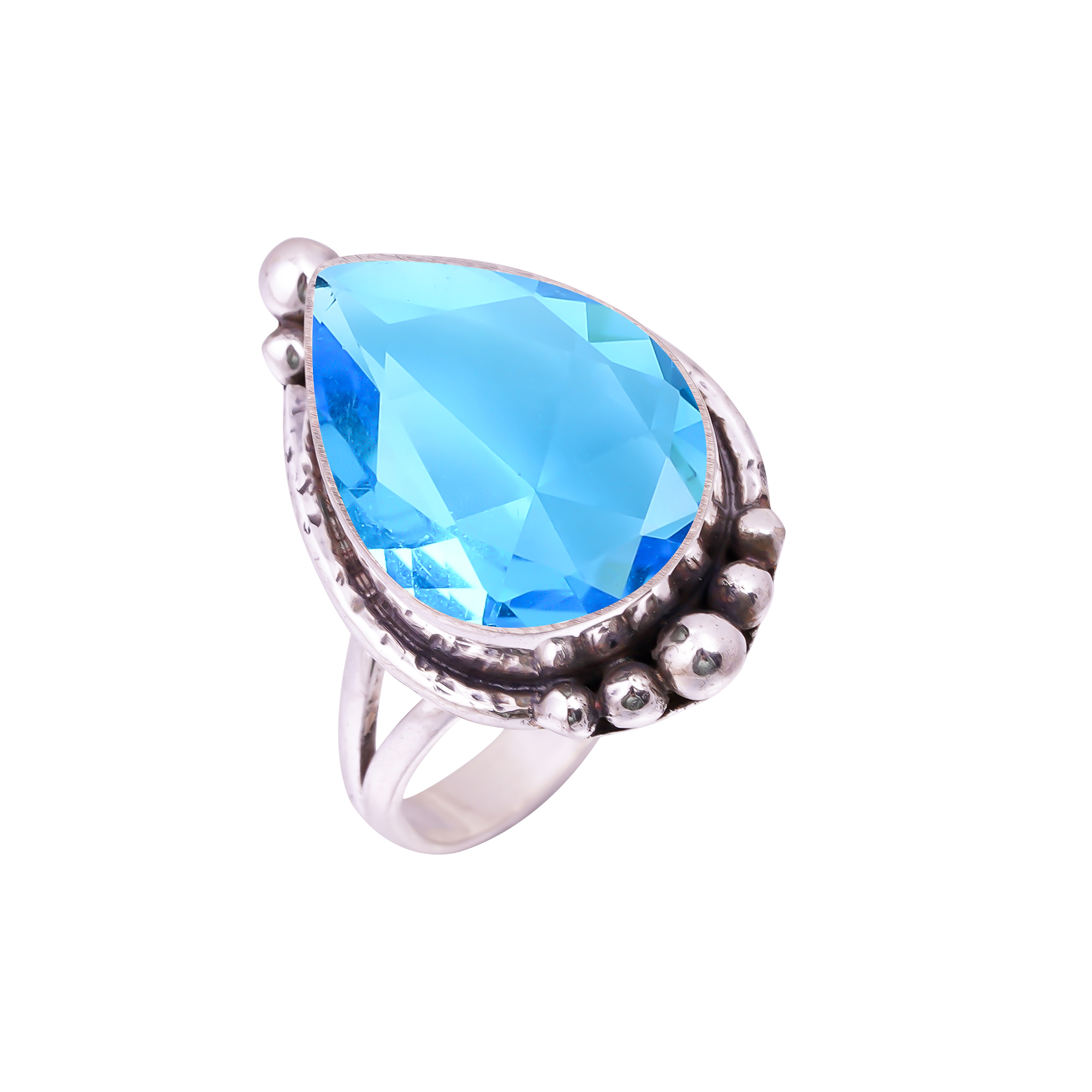 Paraiba Tourmaline - Simulated Gemstone 925 Sterling Silver Ring