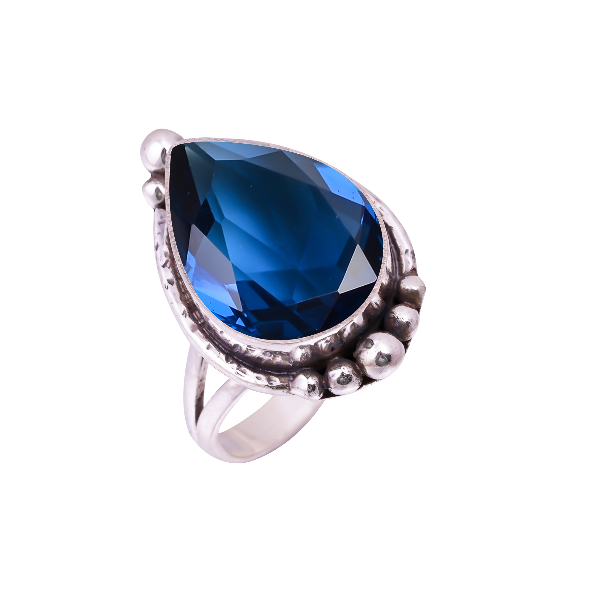 Teal Tourmaline - Simulated Gemstone 925 Sterling Silver Ring