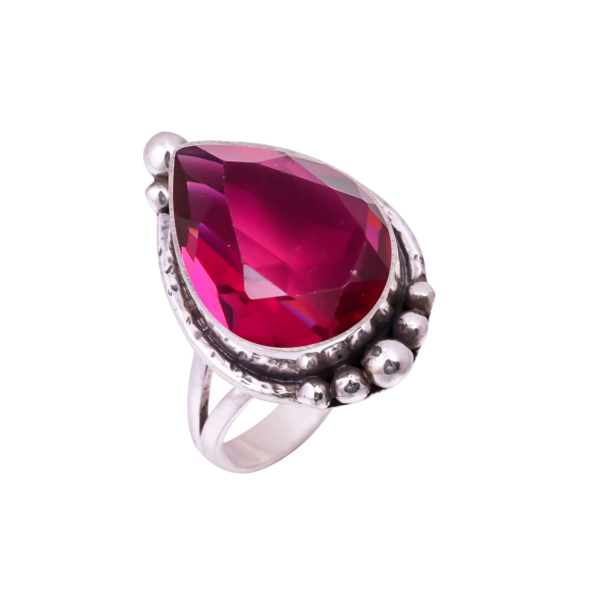 Ruby - Simulated Gemstone 925 Sterling Silver Ring