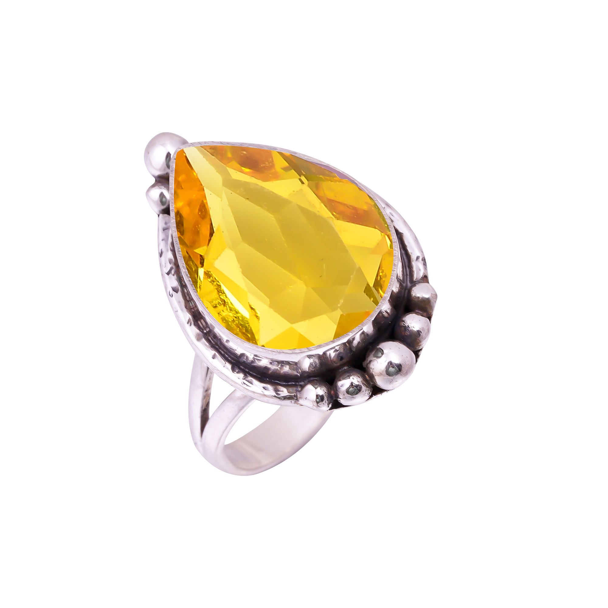 Yellow Sapphire  - Simulated Gemstone 925 Sterling Silver Ring