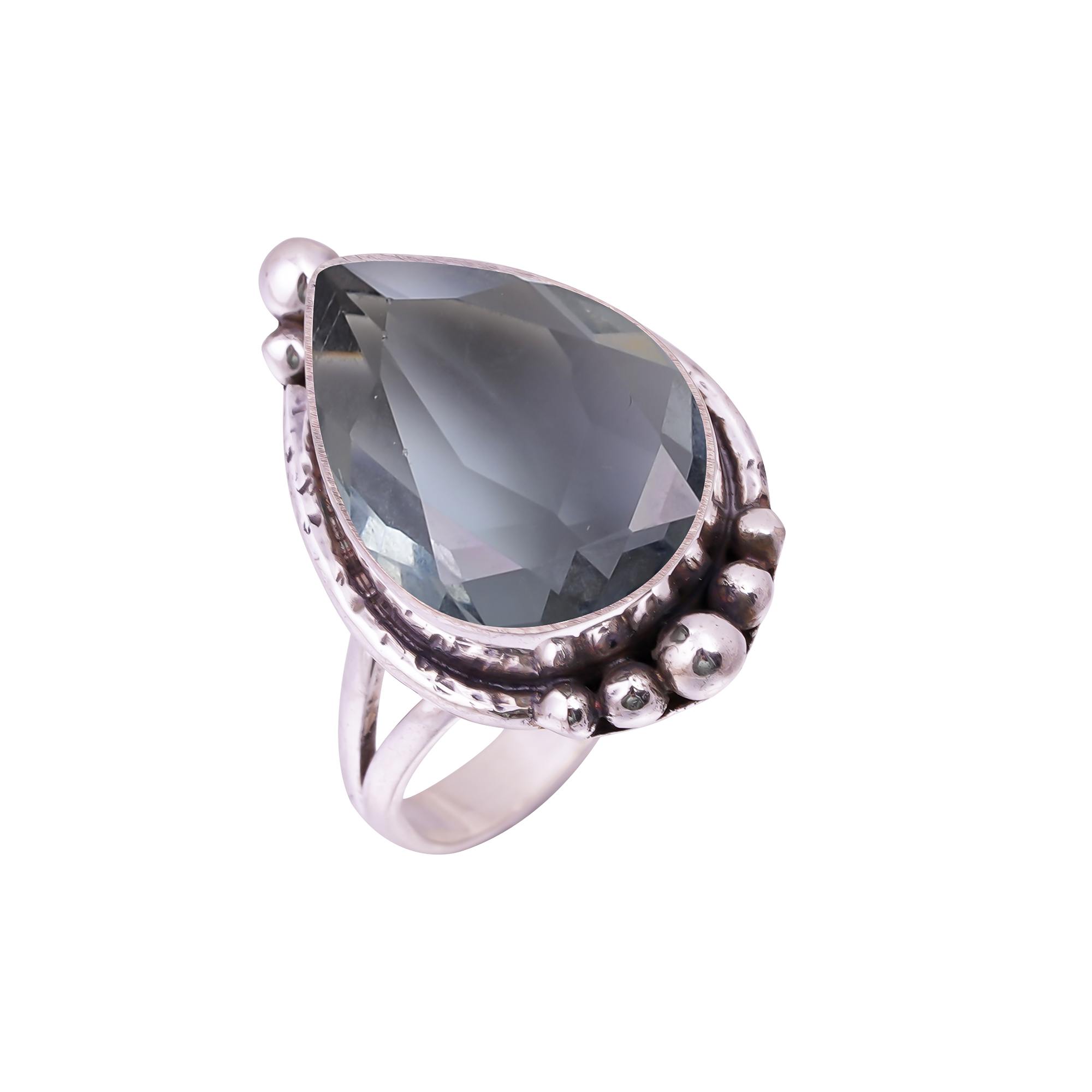 Black Tourmaline - Simulated Gemstone 925 Sterling Silver Ring