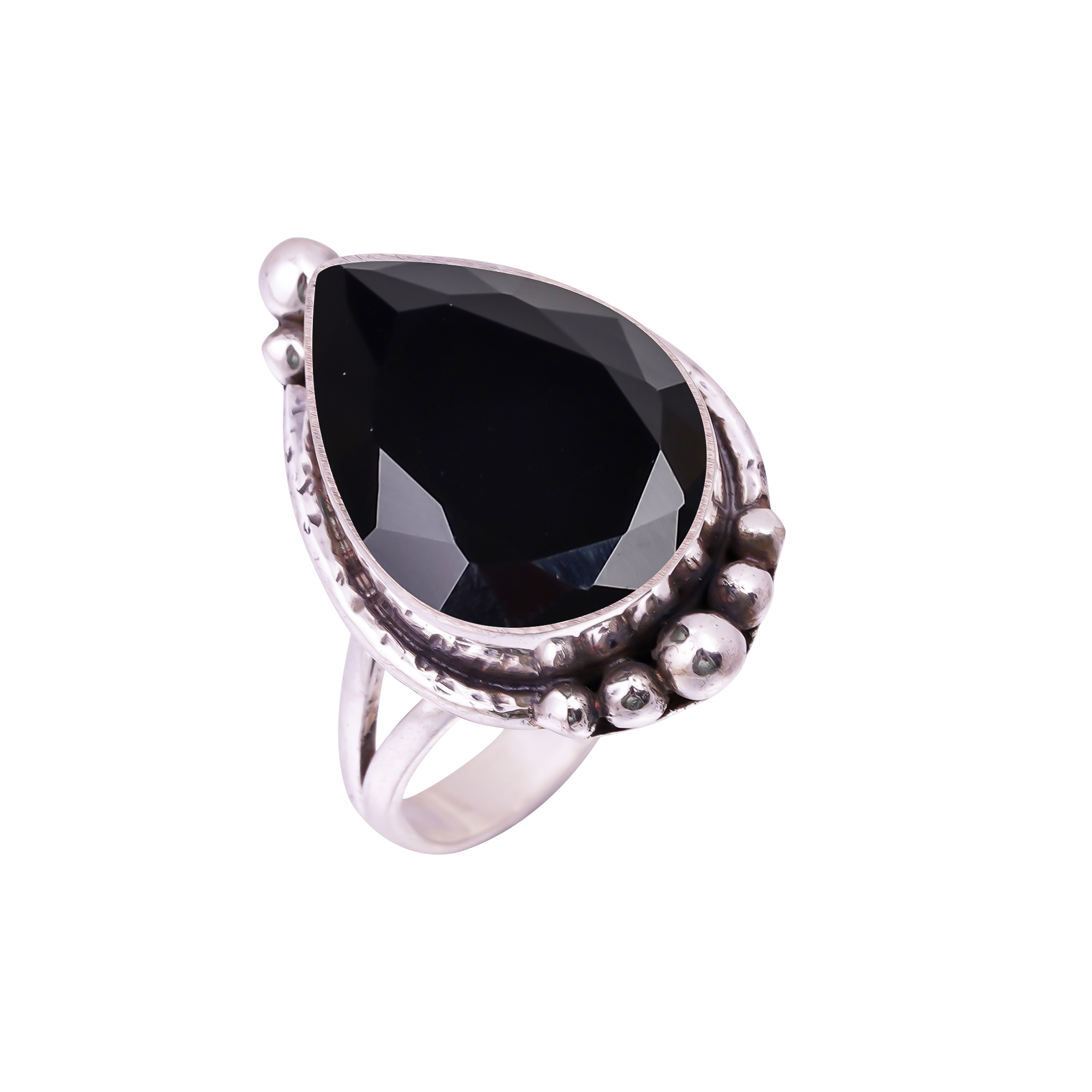 Black Onyx - Simulated Gemstone 925 Sterling Silver Ring