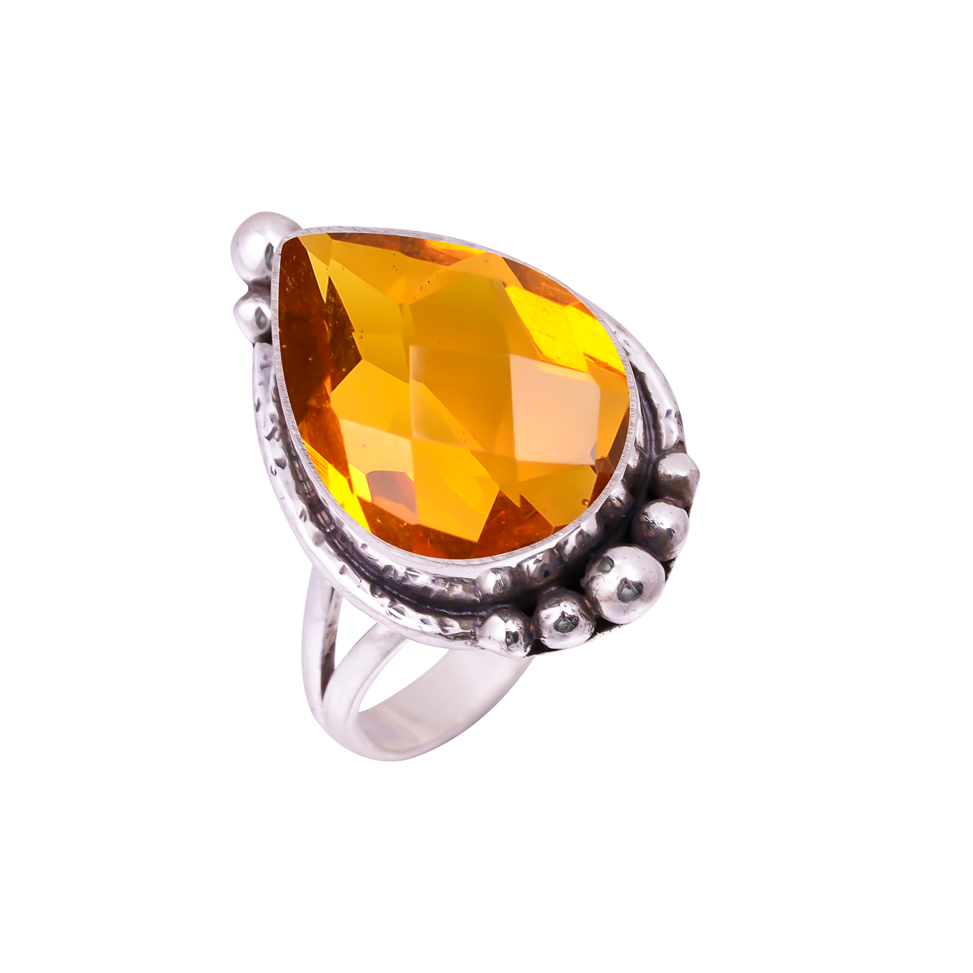 Citrine - Simulated Gemstone 925 Sterling Silver Ring