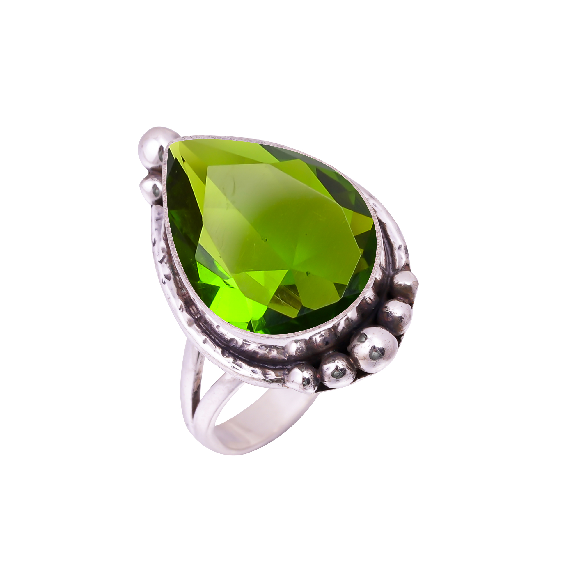 Peridot - Simulated Gemstone 925 Sterling Silver Ring