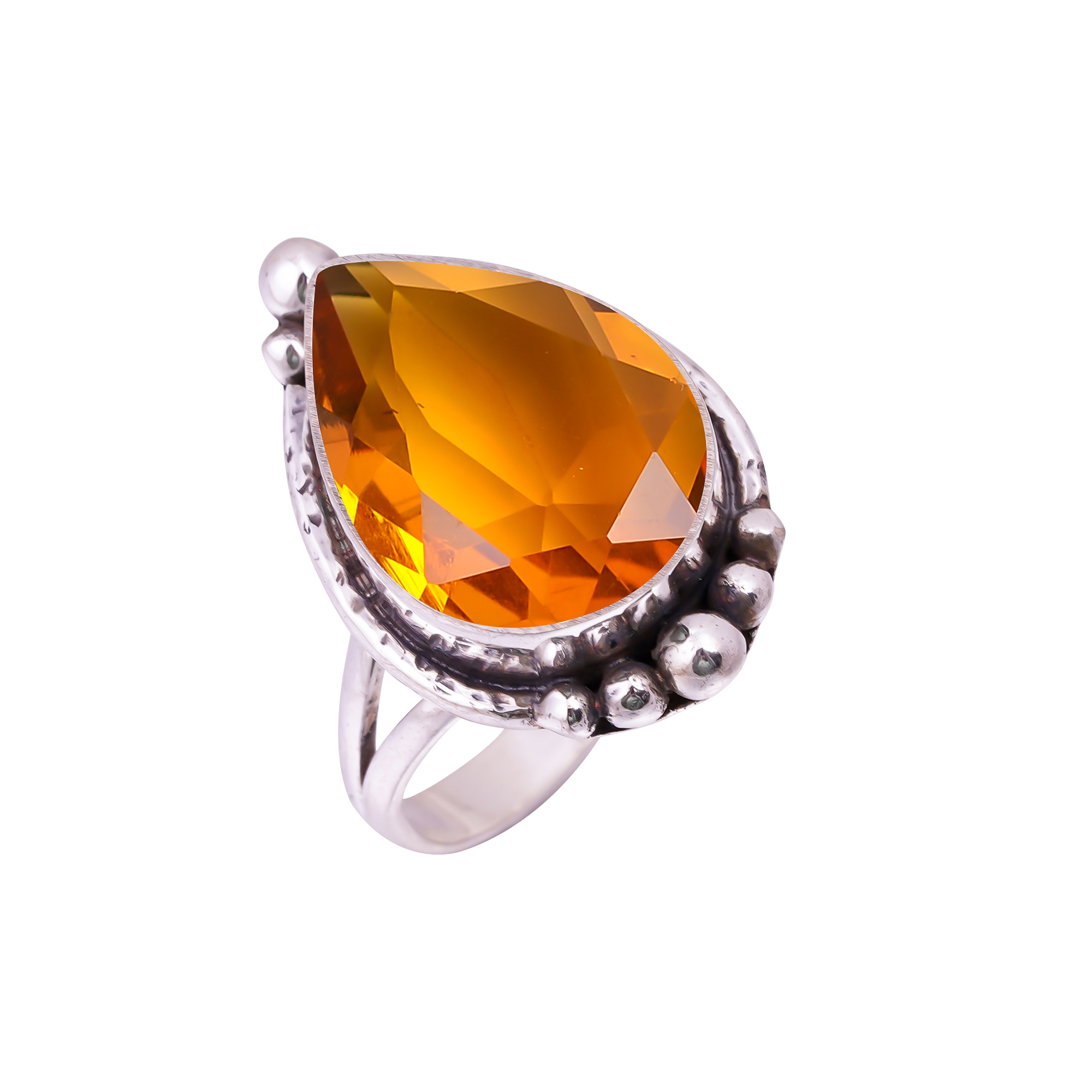 Citrine - Simulated Gemstone 925 Sterling Silver Ring