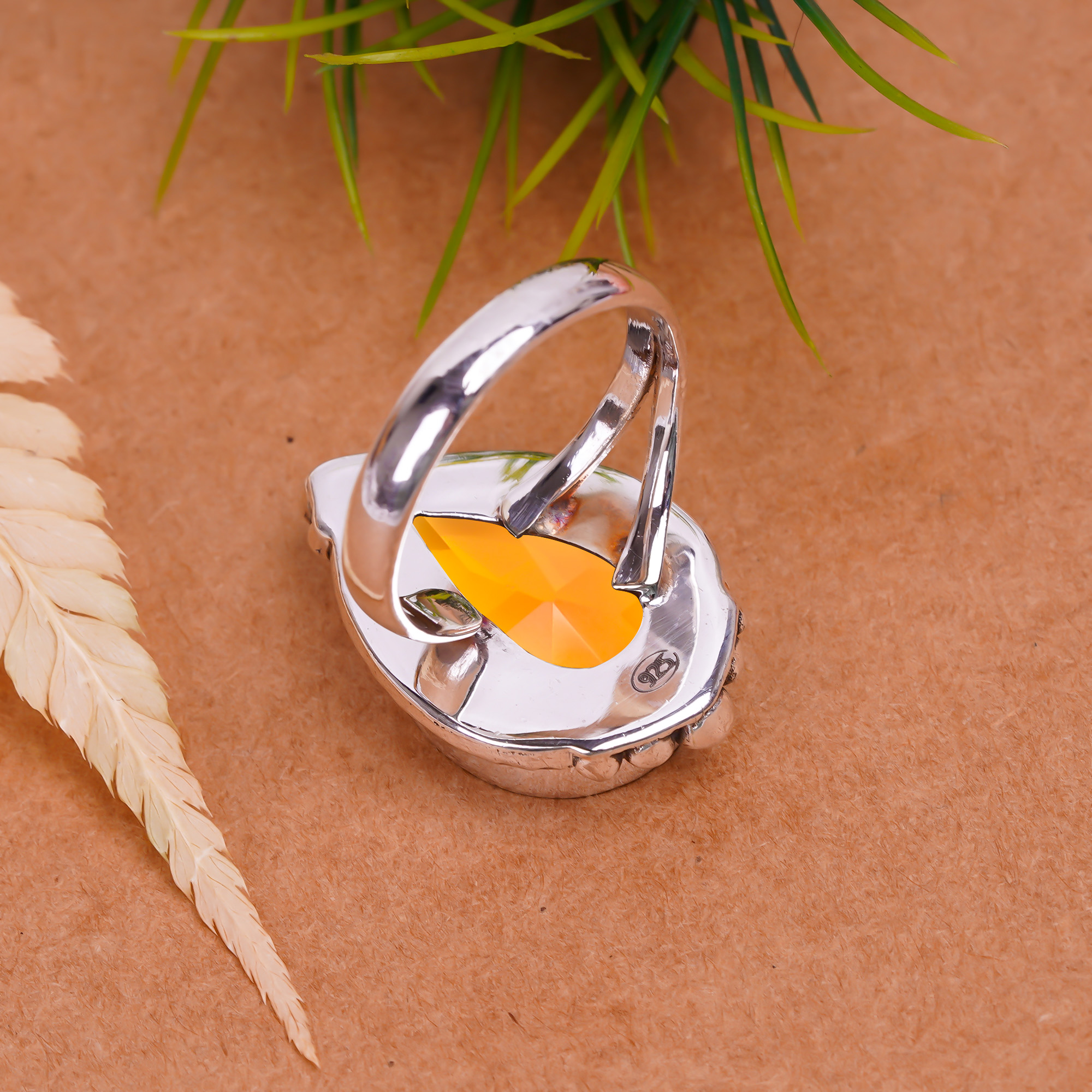 Citrine - Simulated Gemstone 925 Sterling Silver Ring