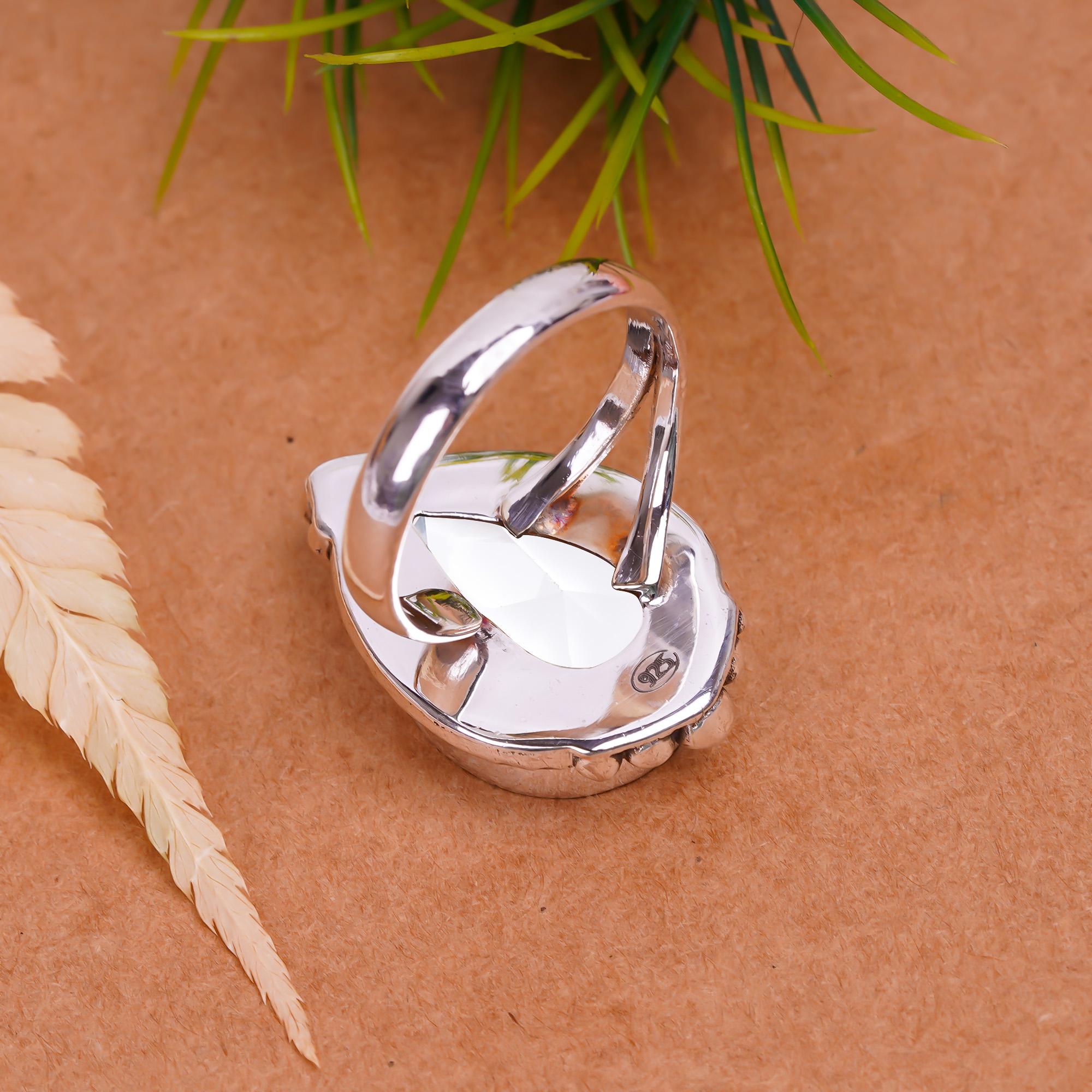 White Topaz - Simulated Gemstone 925 Sterling Silver Ring