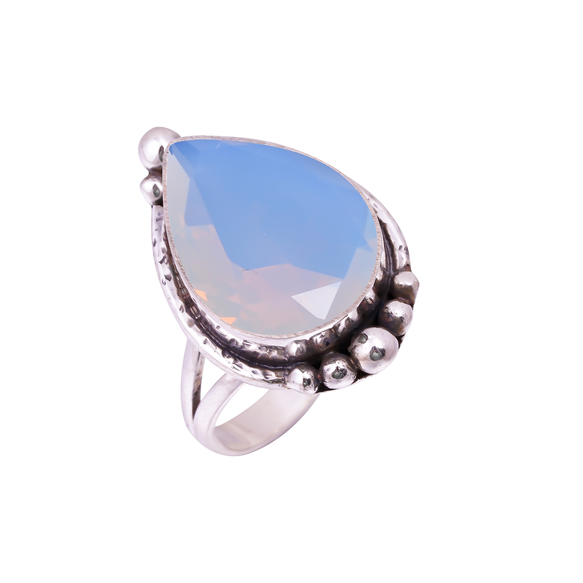 Milky Opal - Simulated Gemstone 925 Sterling Silver Ring