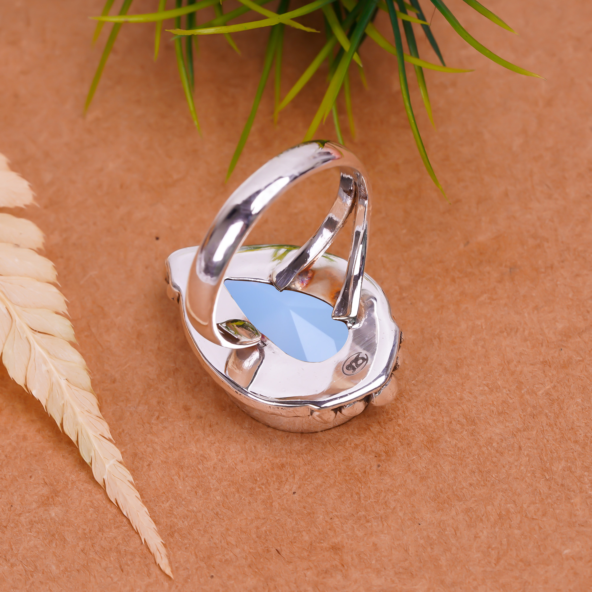 Milky Opal - Simulated Gemstone 925 Sterling Silver Ring