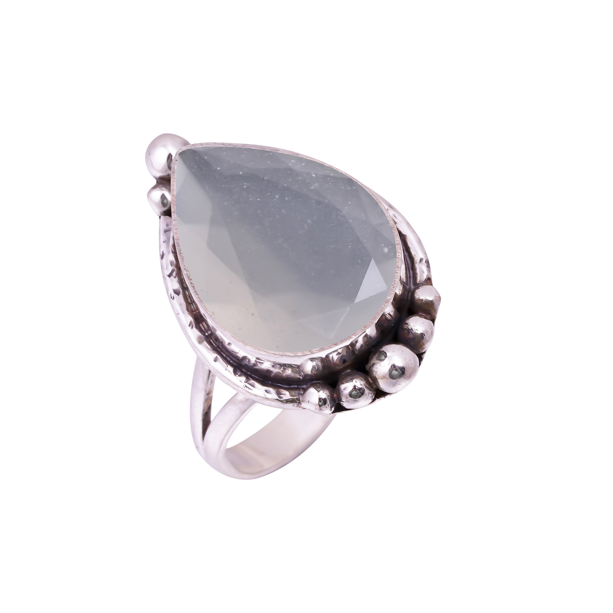 Divine Light Selenite - Simulated Gemstone 925 Sterling Silver Ring