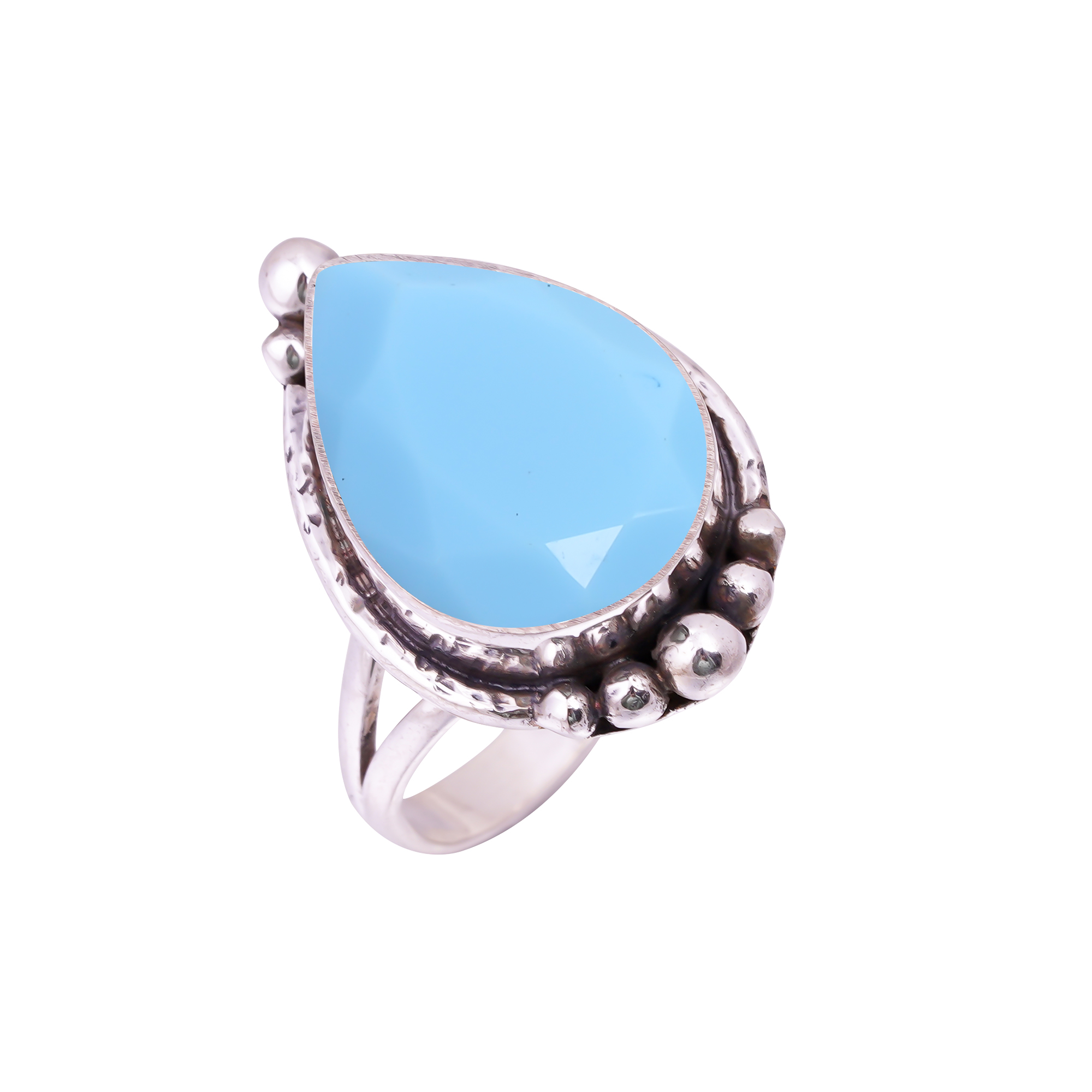 Turquoise - Simulated Gemstone 925 Sterling Silver Ring