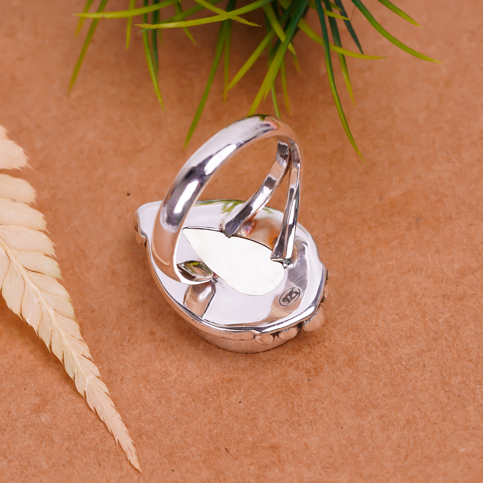 Natural White Howlite - United States Gemstone 925 Sterling Silver Ring