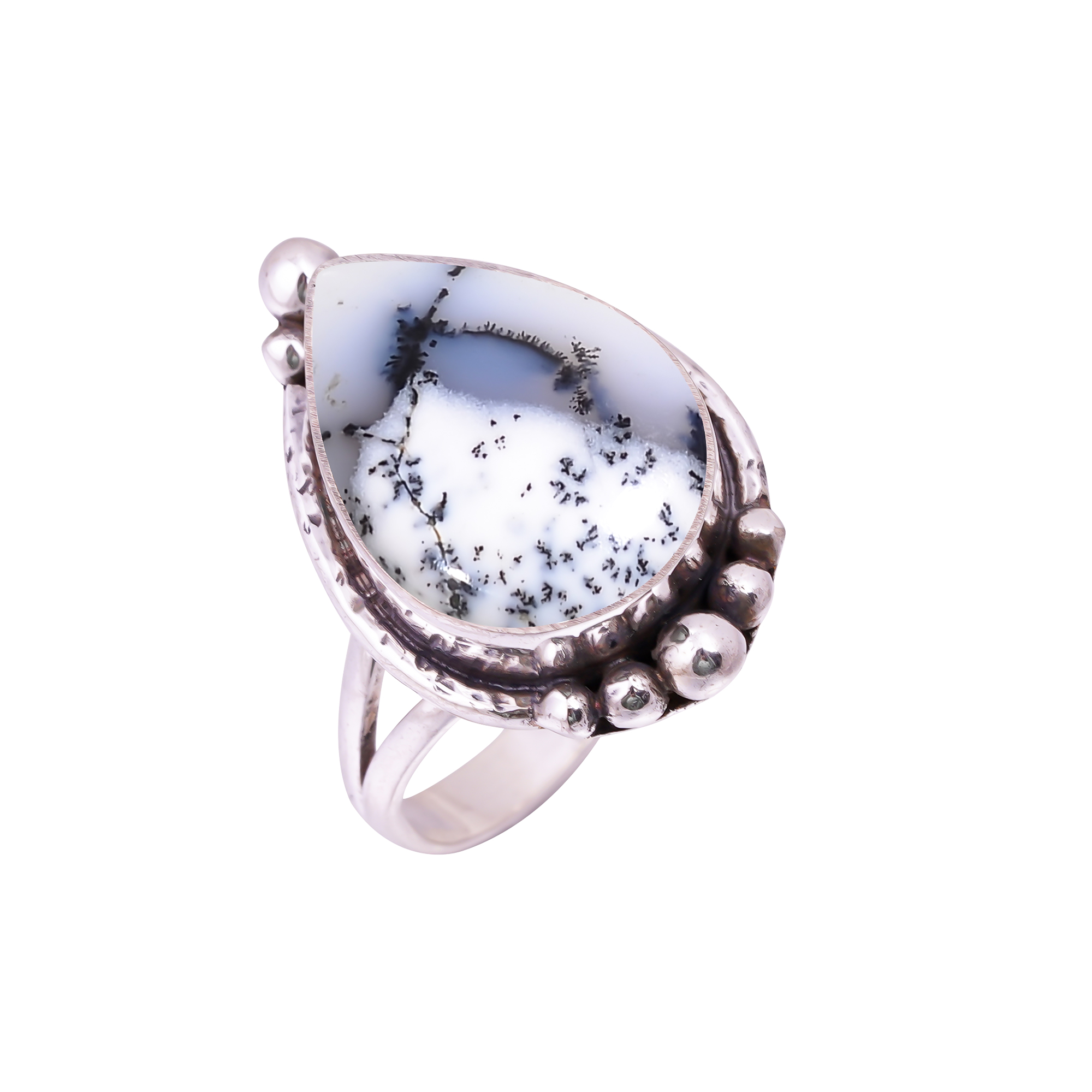 Dendritic Agate - Brazil Gemstone 925 Sterling Silver Ring