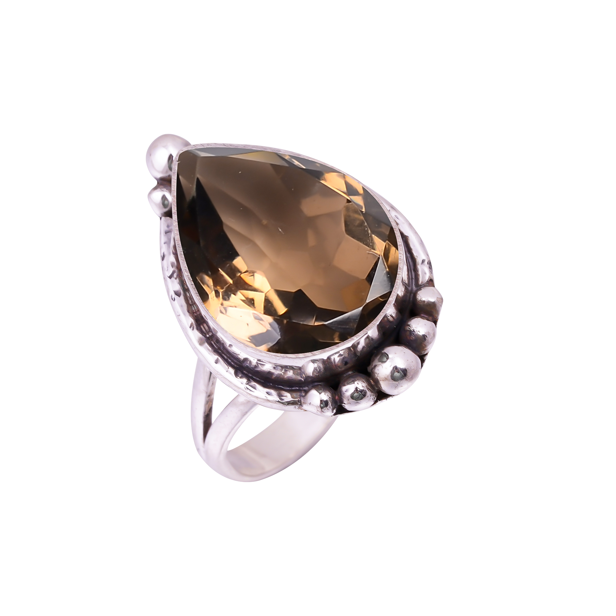 Smokey - Simulated Gemstone 925 Sterling Silver Ring