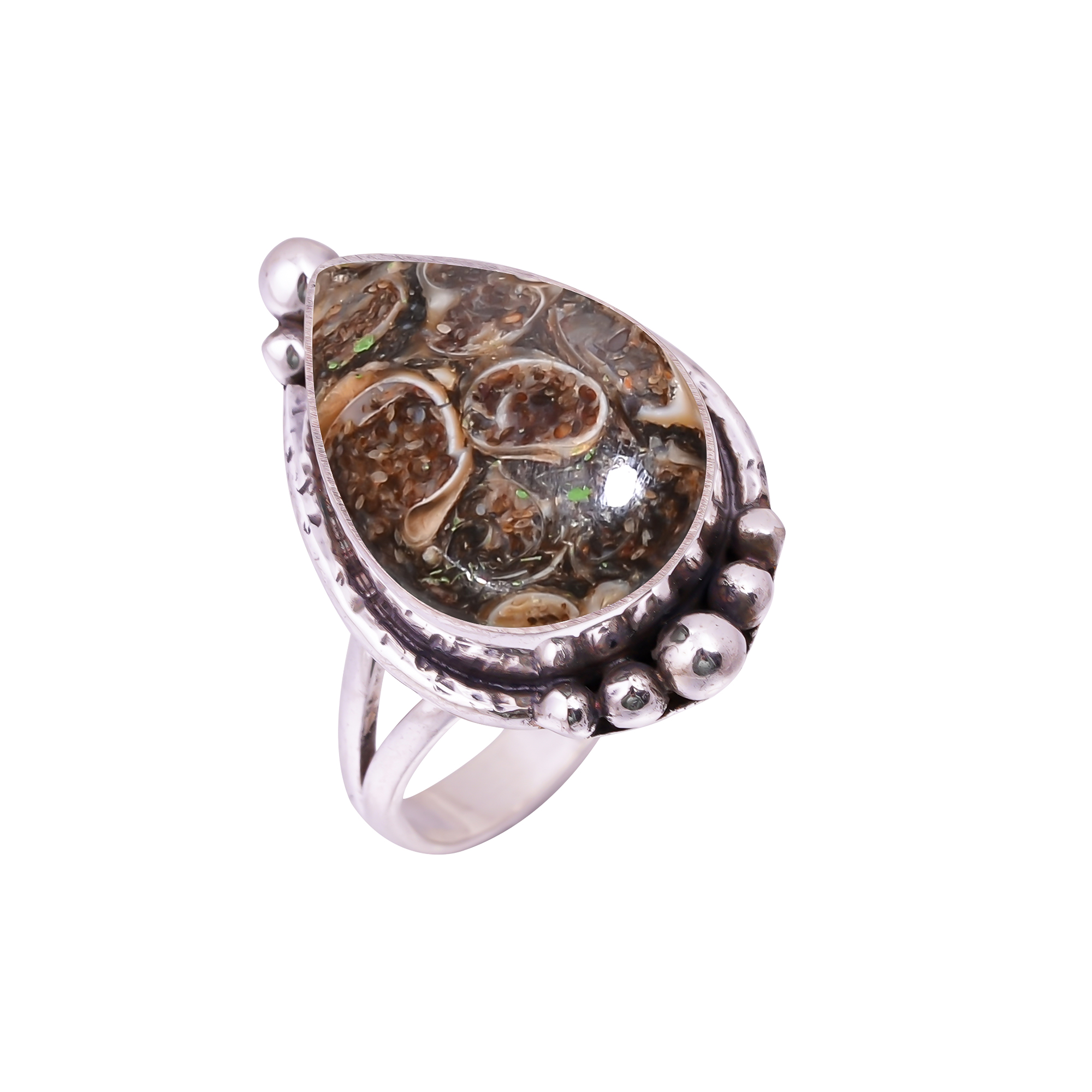 Turritella Agate - Wyoming Gemstone 925 Sterling Silver Ring