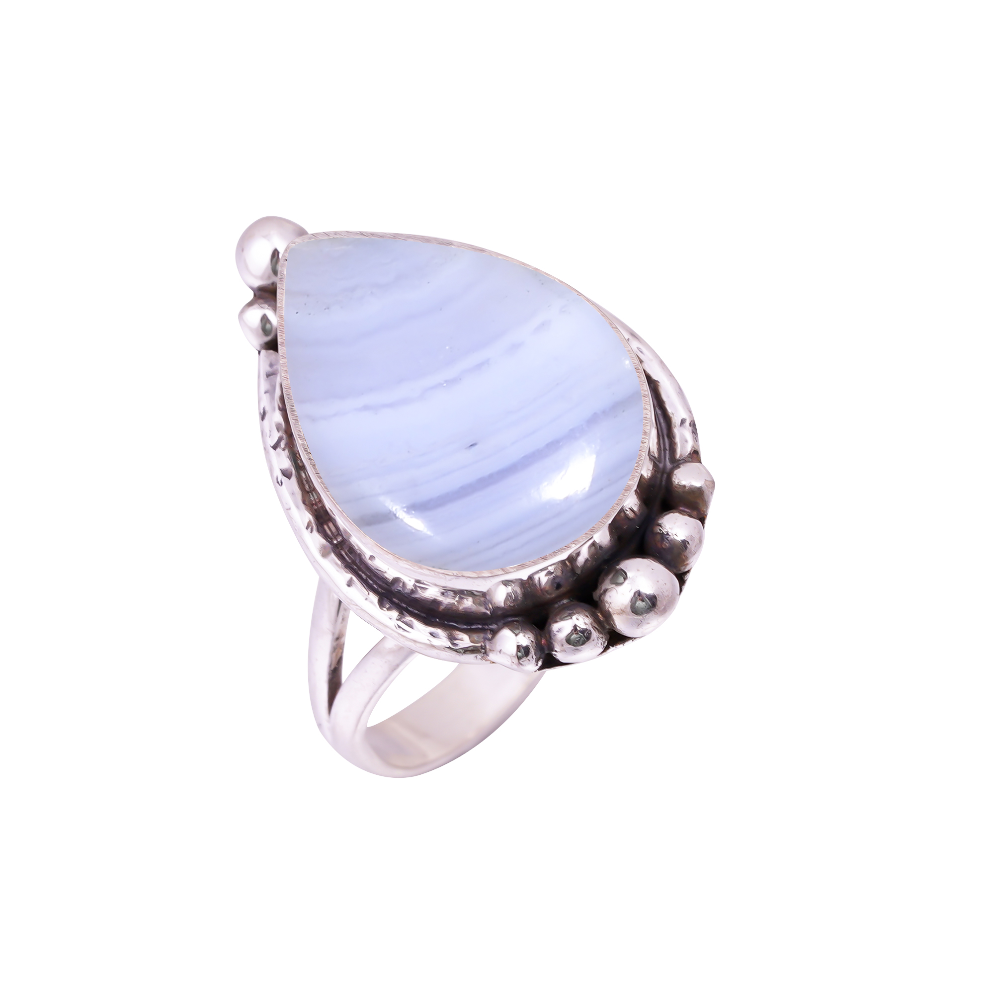 Blue Lace Agate - Namibia Gemstone 925 Sterling Silver Ring