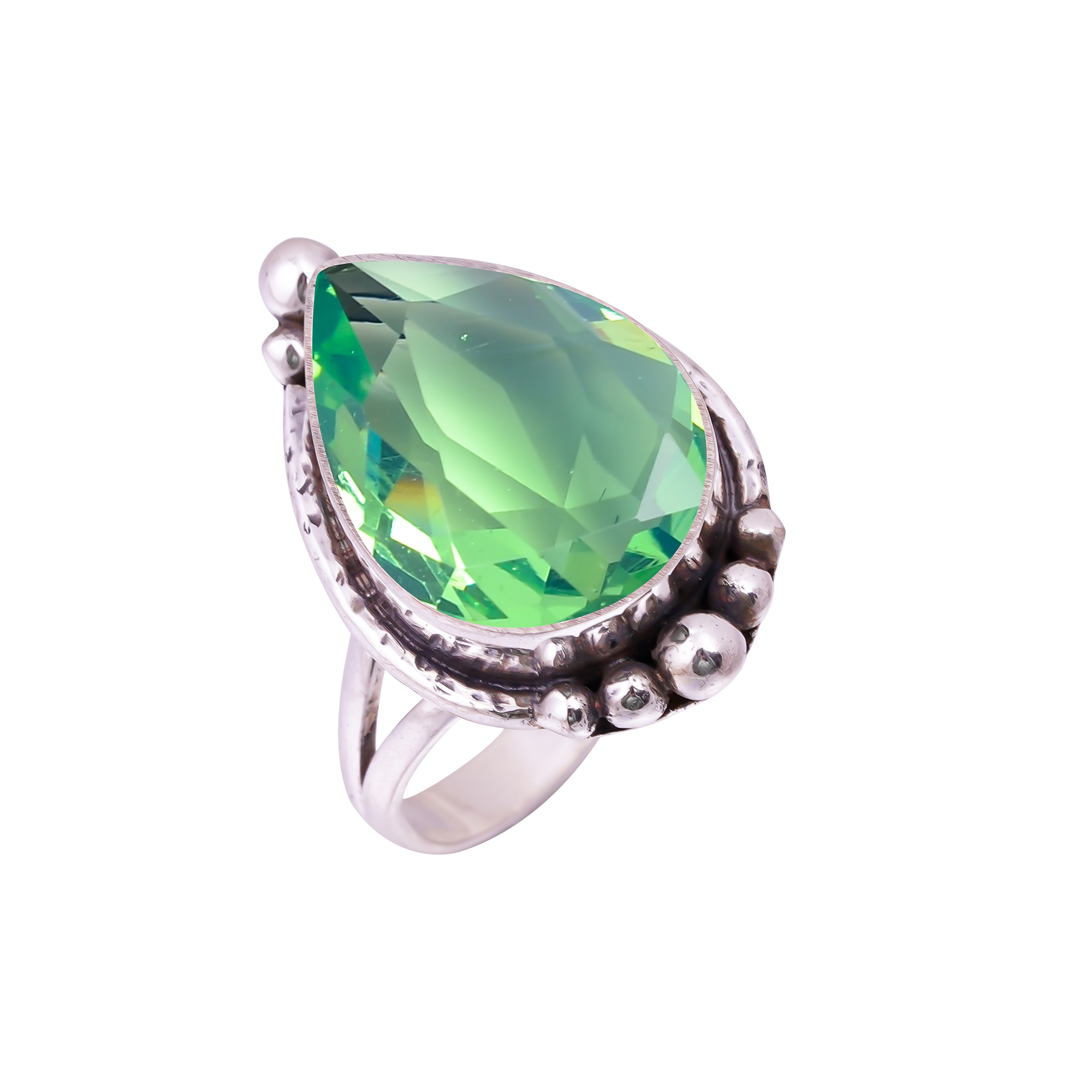 Green Tourmaline - Simulated Gemstone 925 Sterling Silver Ring