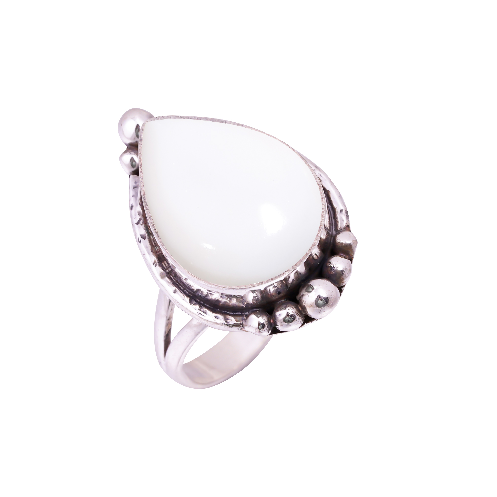 White Coral - Simulated Gemstone 925 Sterling Silver Ring