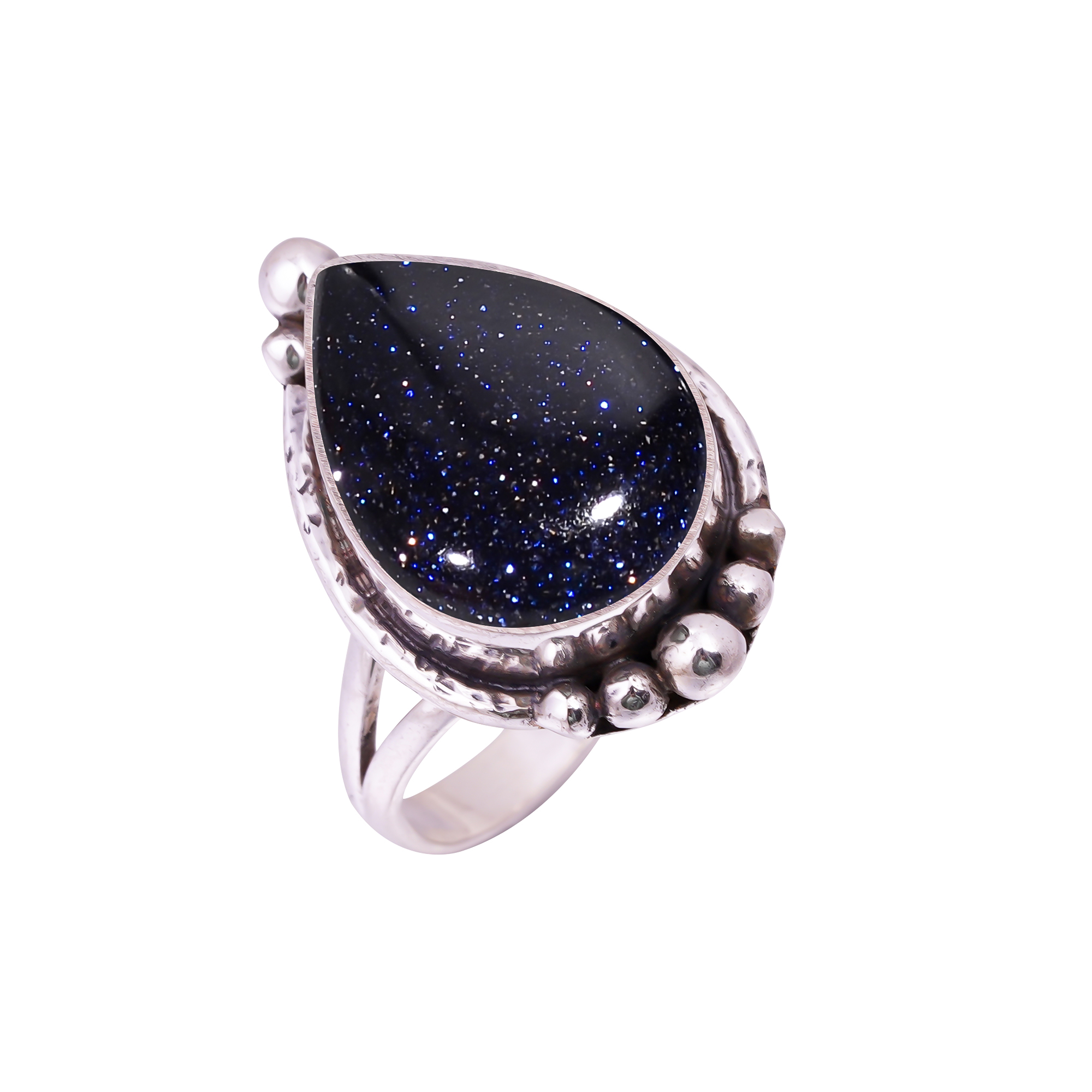 Blue Sunstone - Simulated Gemstone 925 Sterling Silver Ring