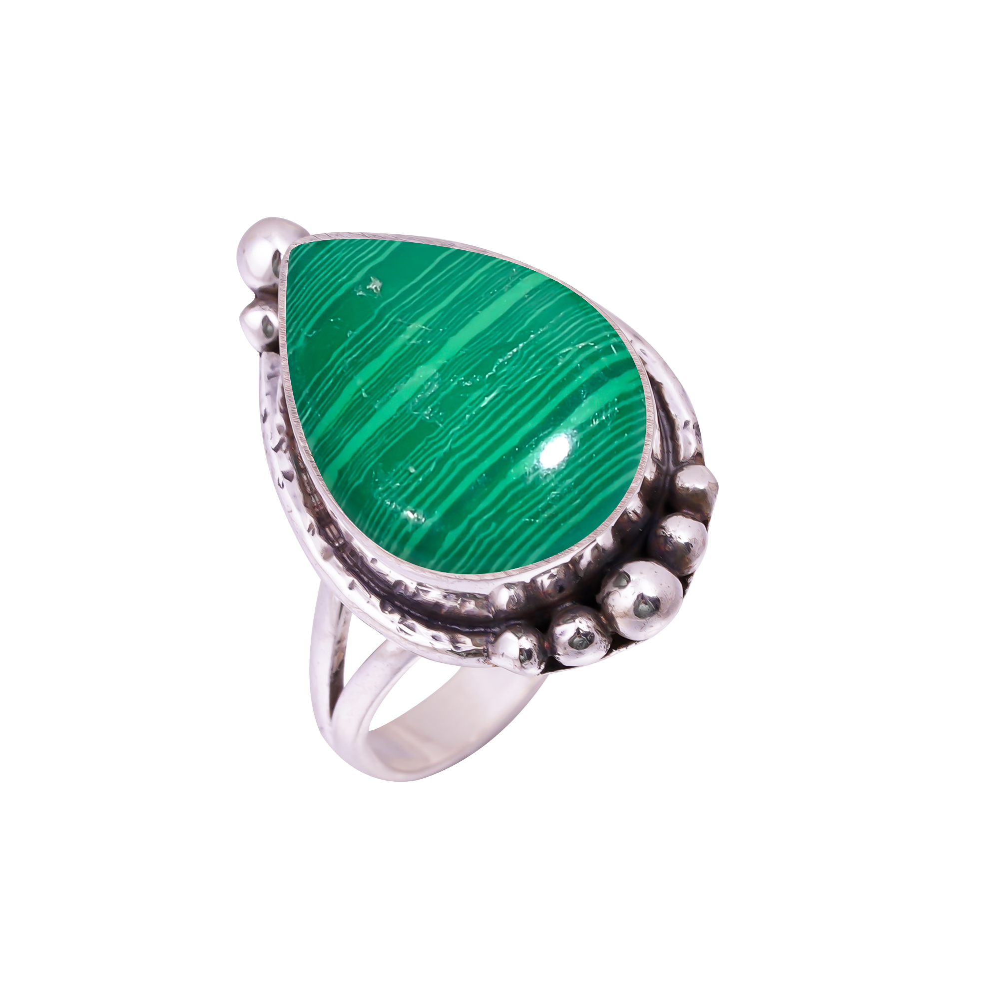 Malachite - Simulated Gemstone 925 Sterling Silver Ring