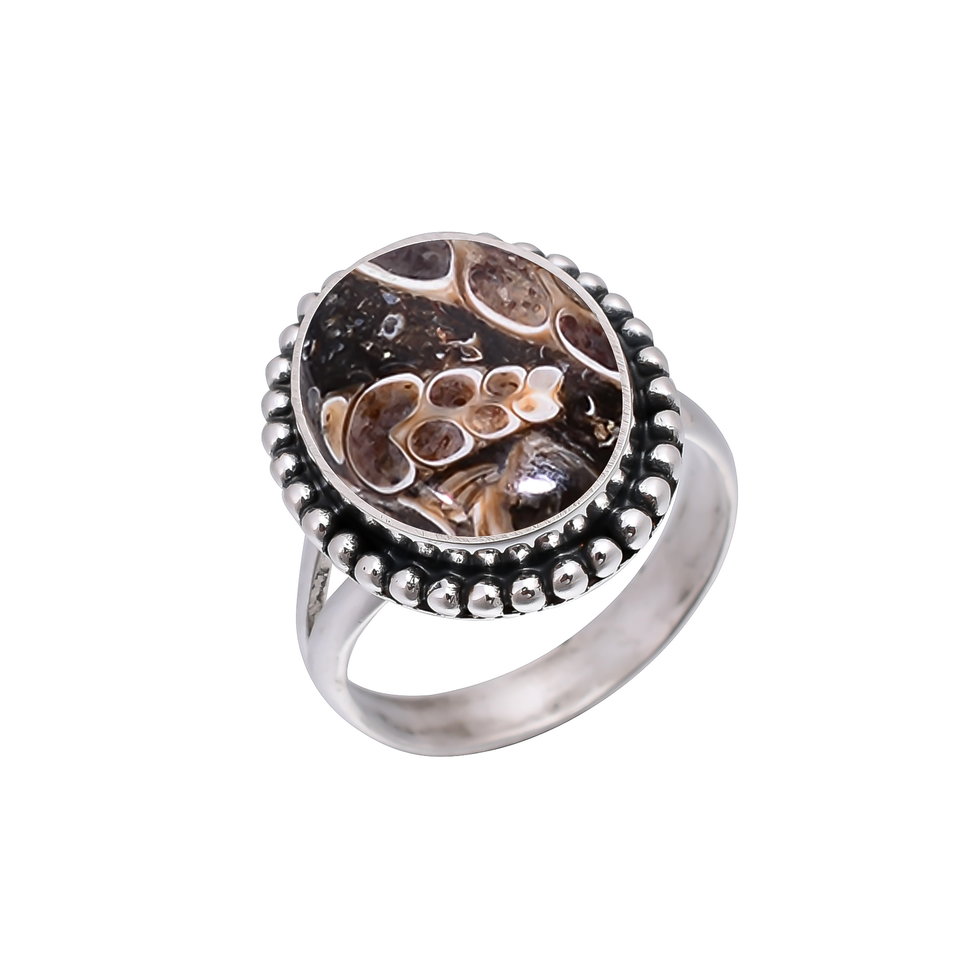 Turritella Agate - Wyoming 925 Sterling Silver Ring